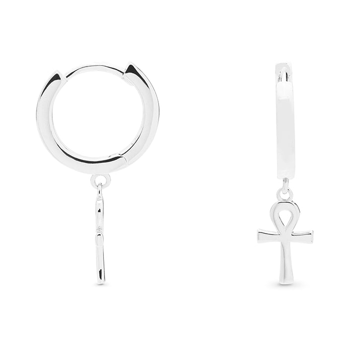 Boucles d'oreilles en argent sterling 925 finies en rhodium - Dun