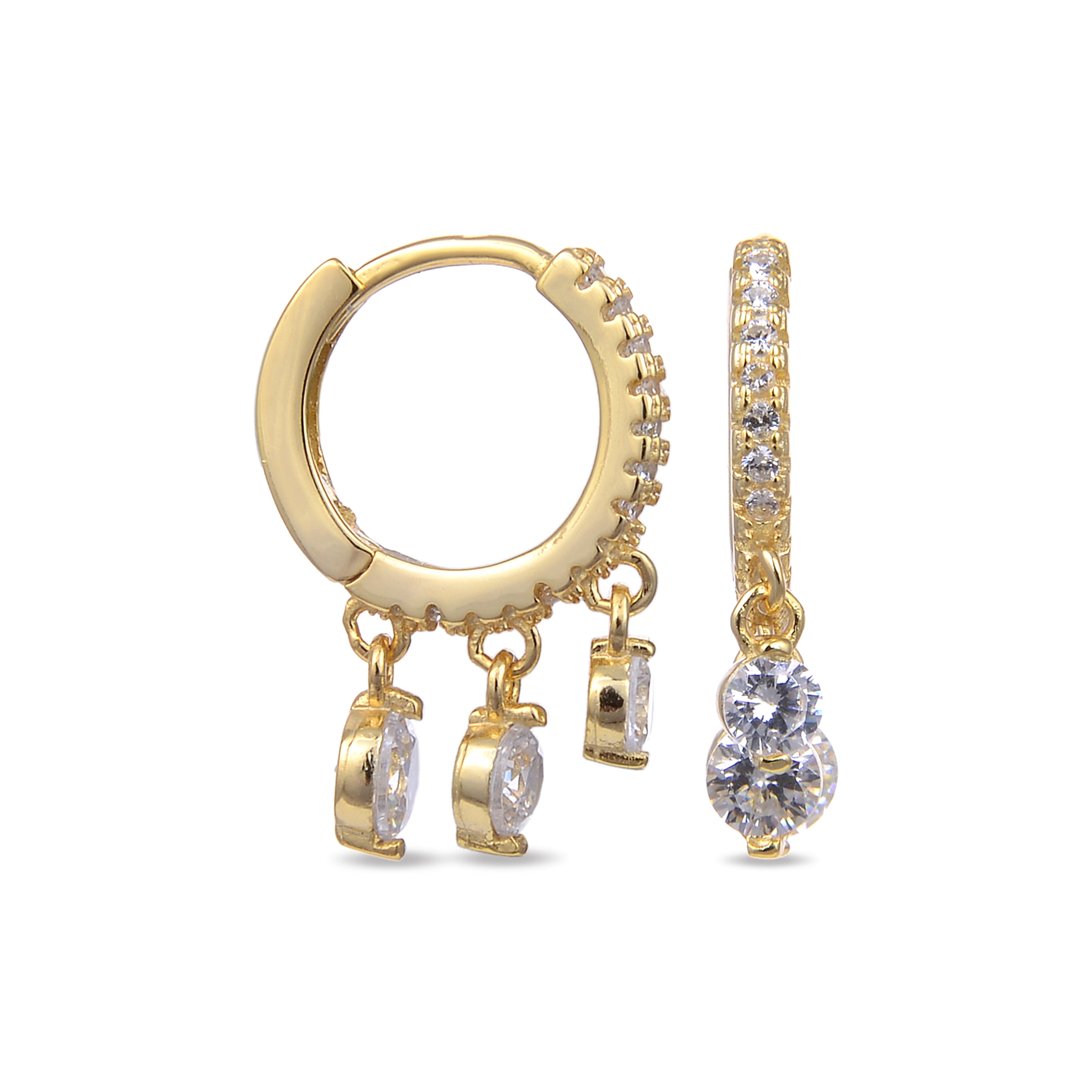 925er Sterlingsilber Ohrringe mit glänzenden Zirkonia, vergoldet mit 18K Gelbgold - Edar