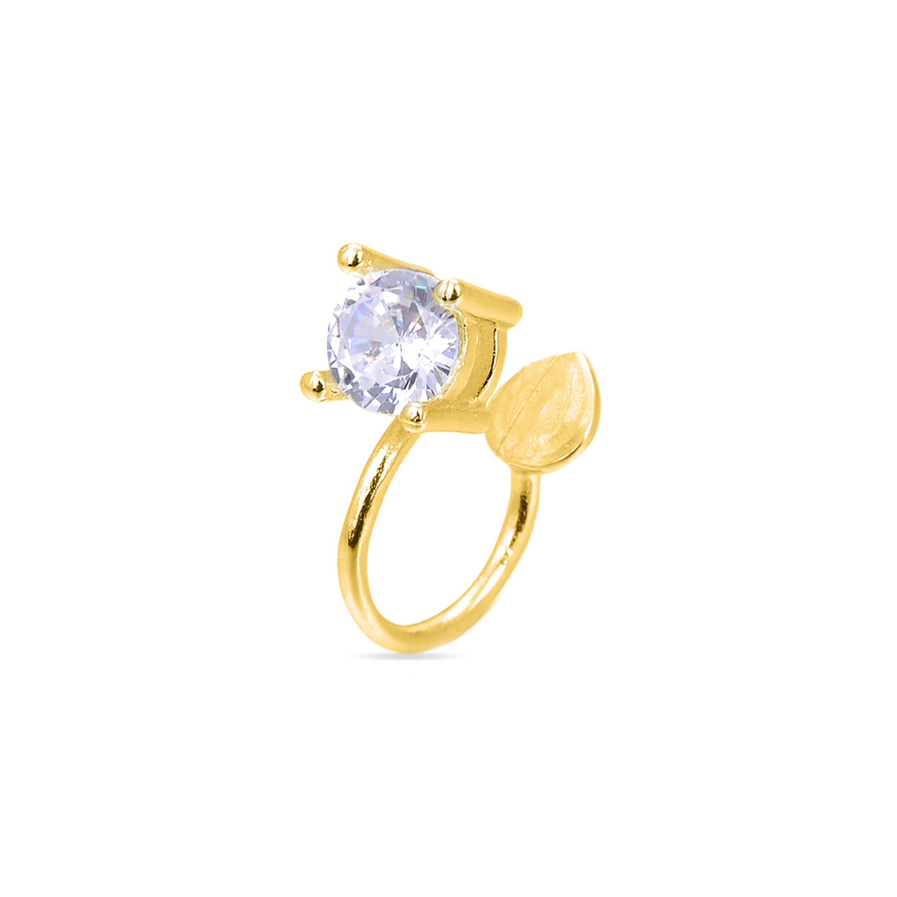 Echtsilber 925 Piercing mit glänzendem Zirkonia, vergoldet mit 18K Gelbgold - Sneb