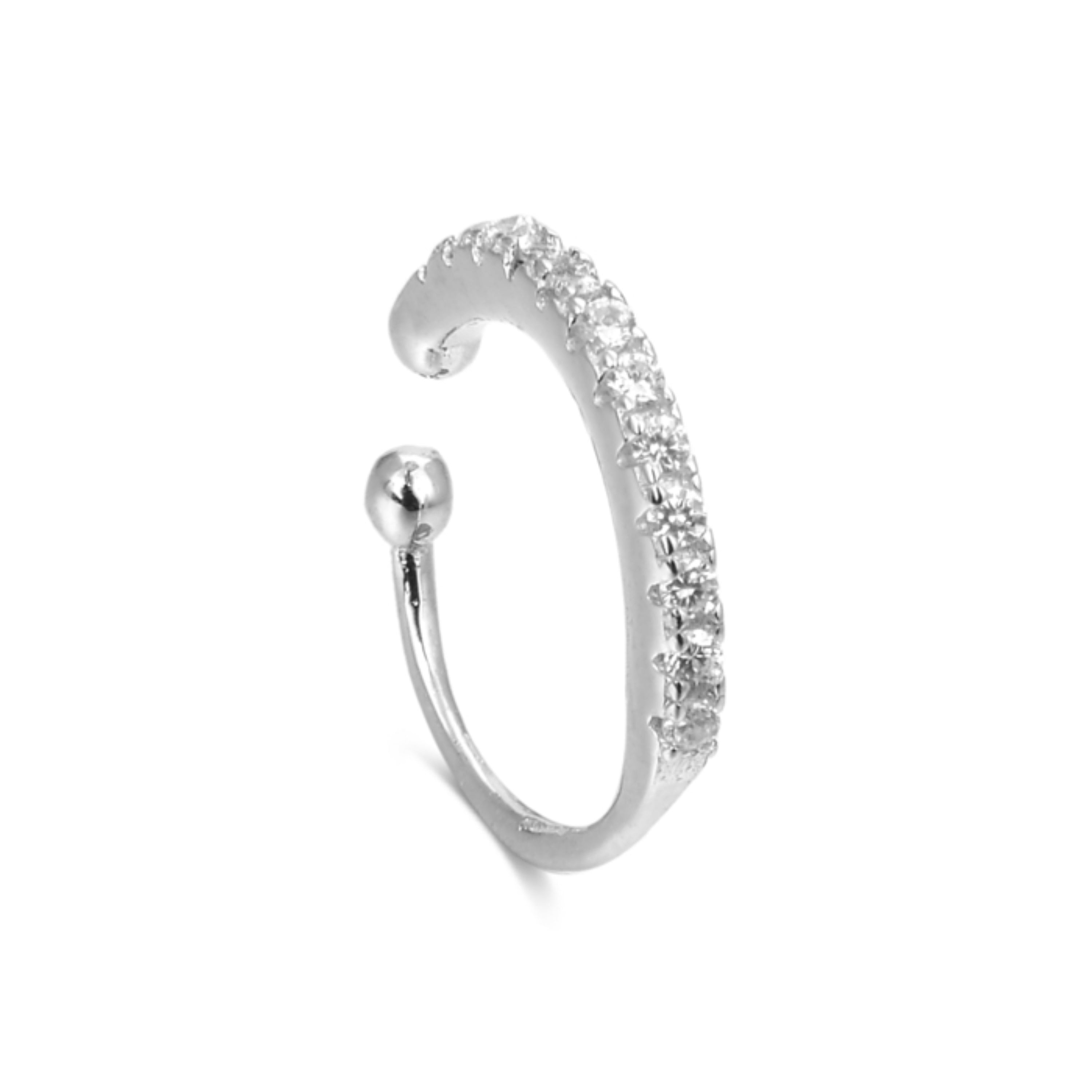 Piercing aus 925er Sterlingsilber mit glänzendem Zirkonia, rhodiniert - Iluvi