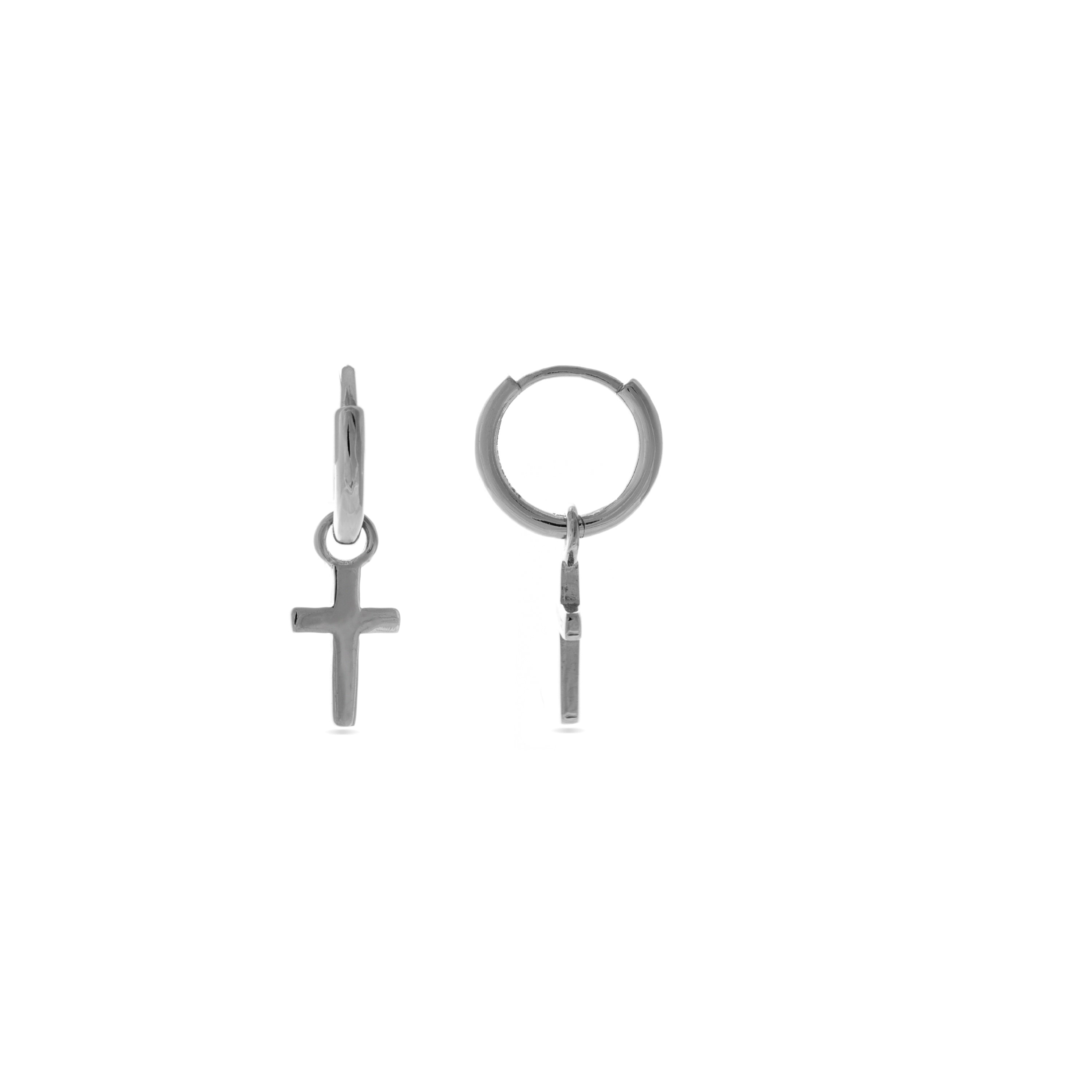 Echtsilber-Ohrhänger 925 mit Rhodium-Finish - Kreuz