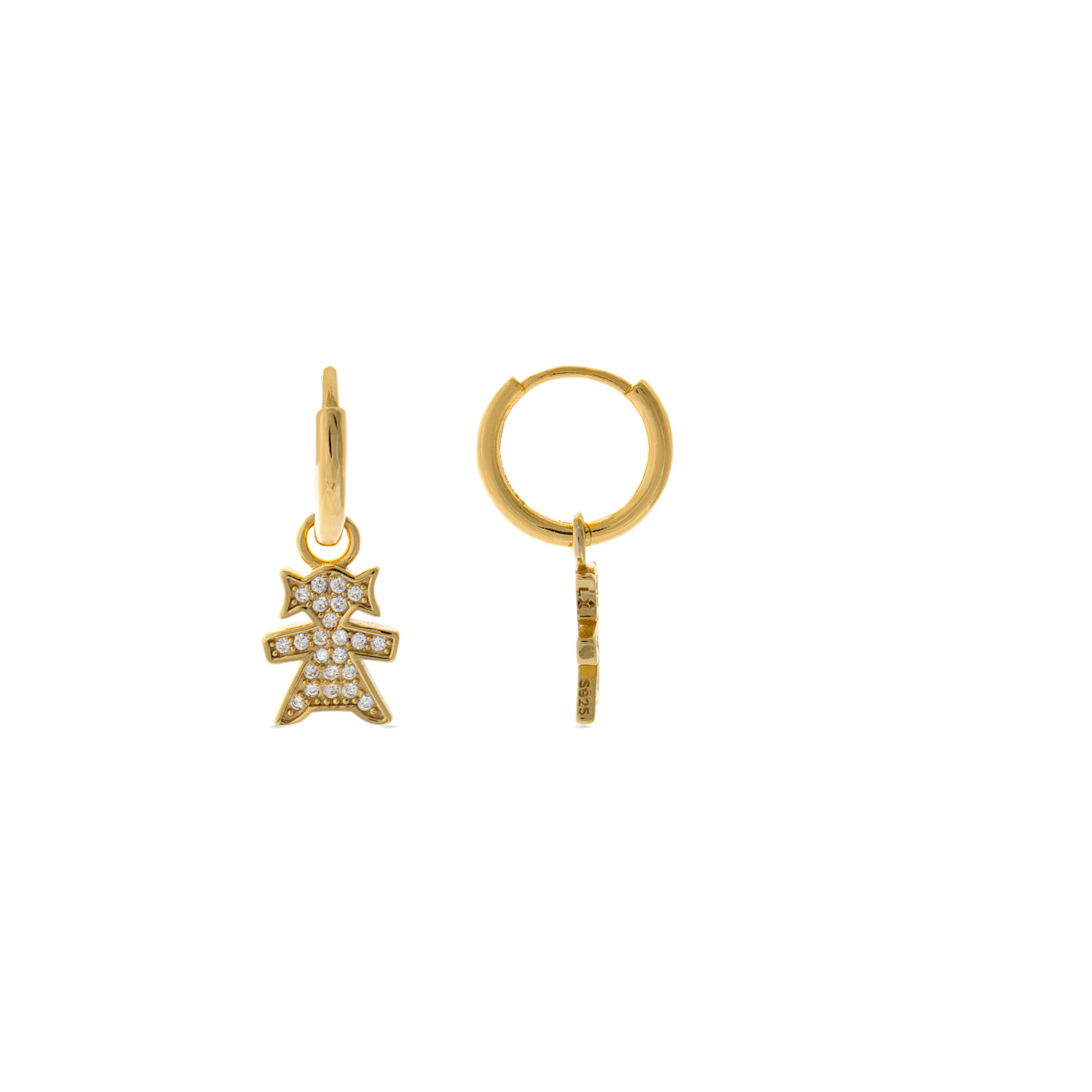 Boucles d'oreilles en argent sterling 925 avec zircon brillant, finies en or jaune 18K - Chaelthor