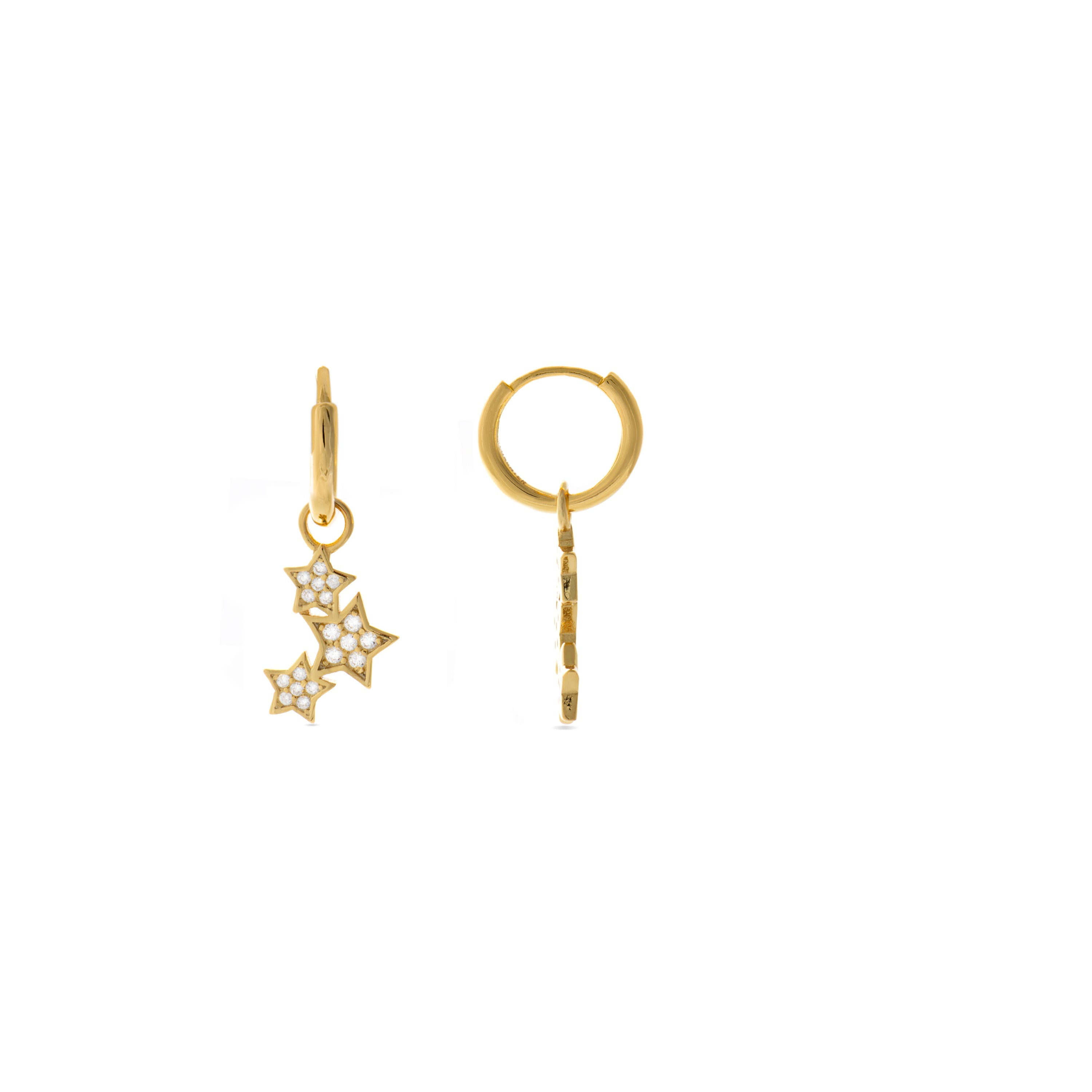 Boucles d'oreilles en argent sterling 925 avec zircon brillant, finies en or jaune 18K - Nien