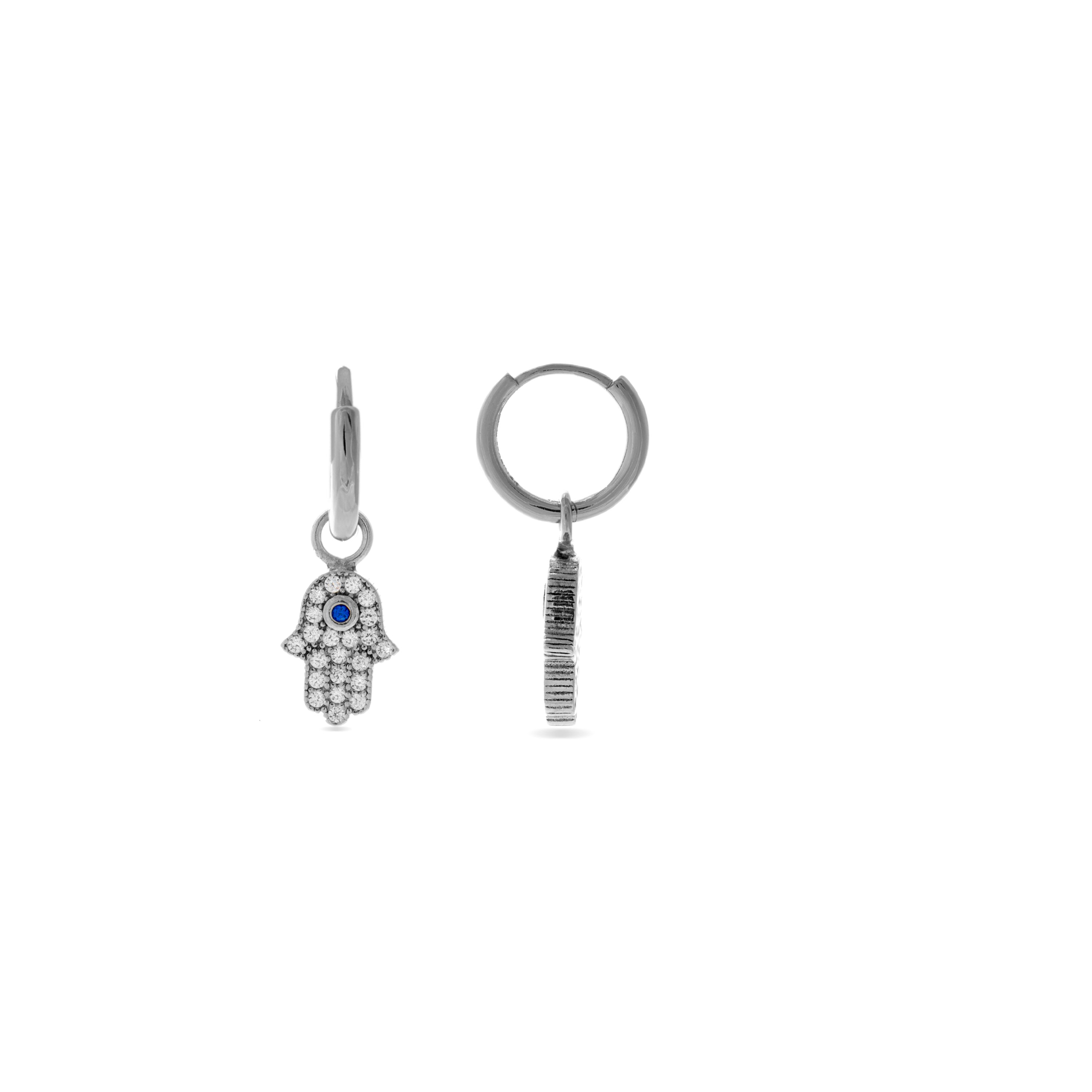 925 Sterling Silver Earrings with Brilliant Zirconia finished in Rhodium - Fatima