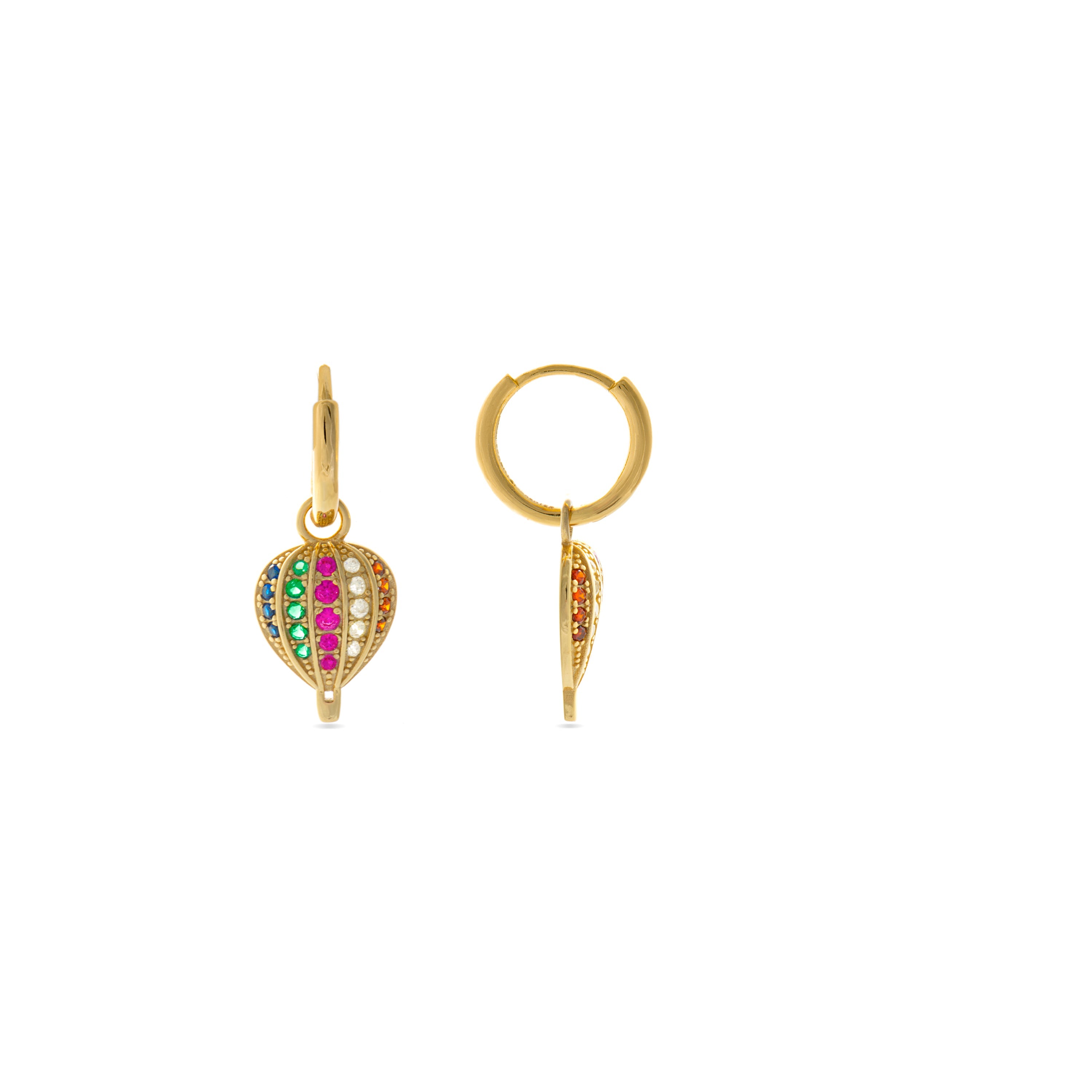 Orecchini in Argento Sterling 925 con Zirconia Multicolore finiti in oro giallo 18K - Tarion