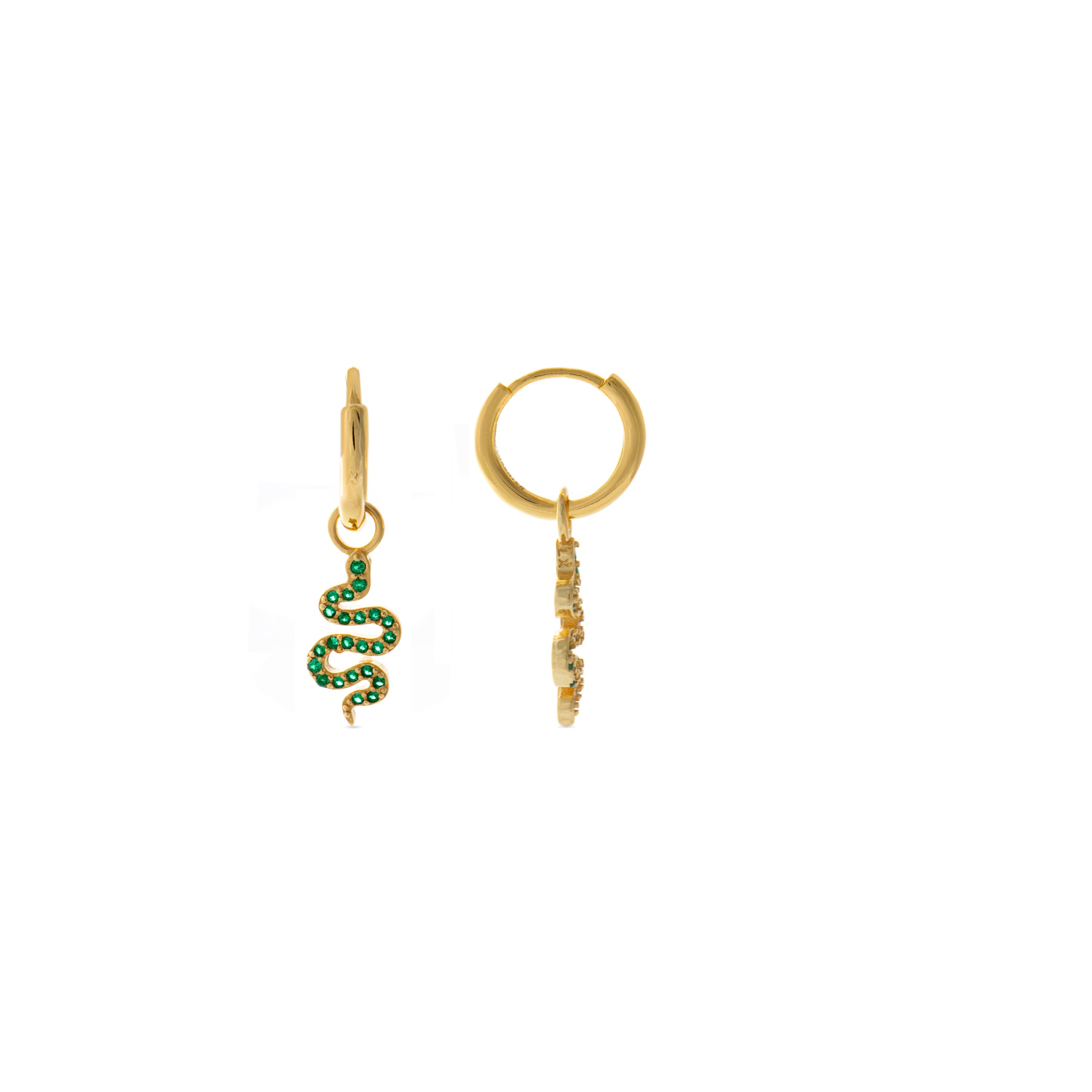 925 Sterling Silver Earrings with Emerald Zirconia finished in 18K yellow gold - Setikar