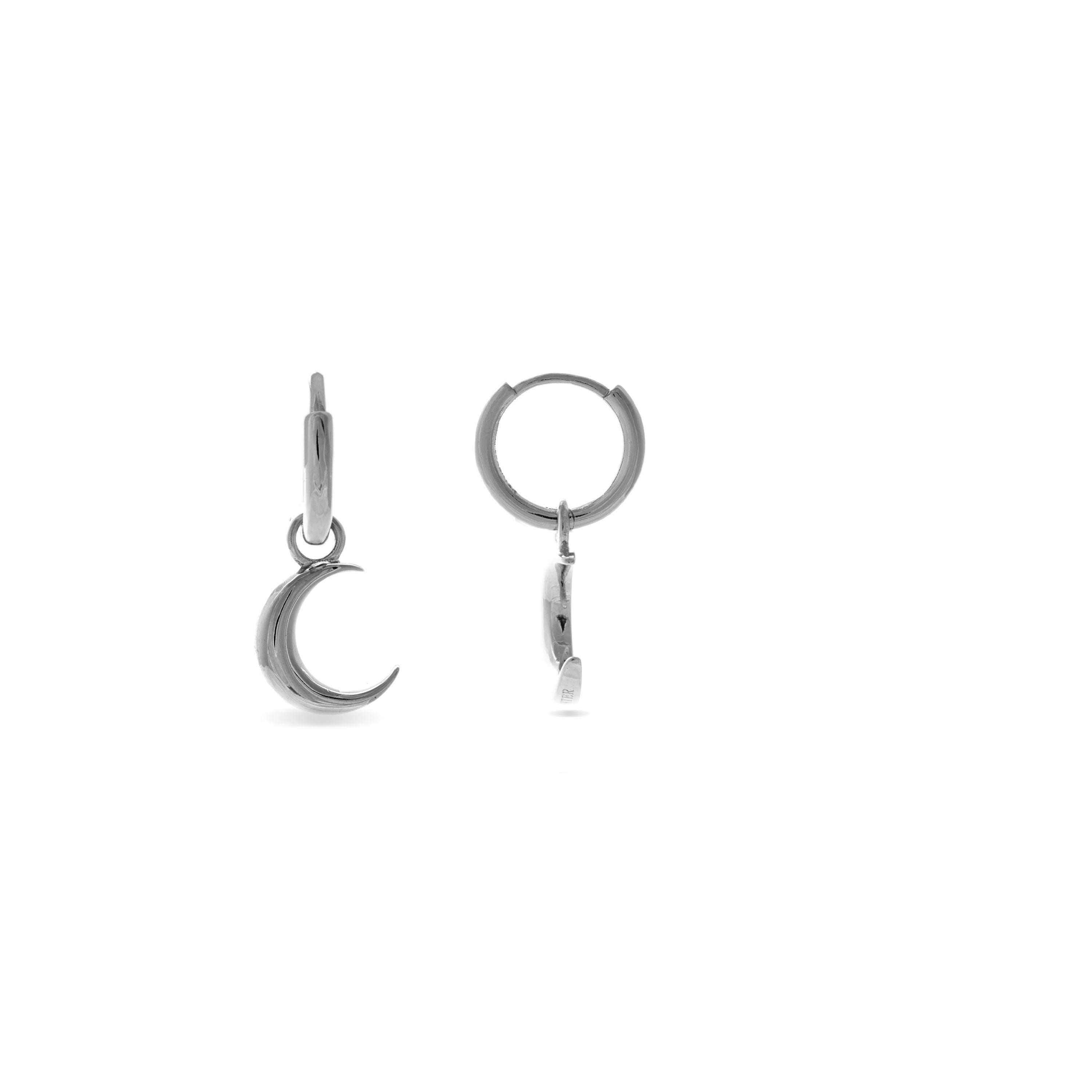 925er Silberohrringe mit Rhodium-Finish - Crescent