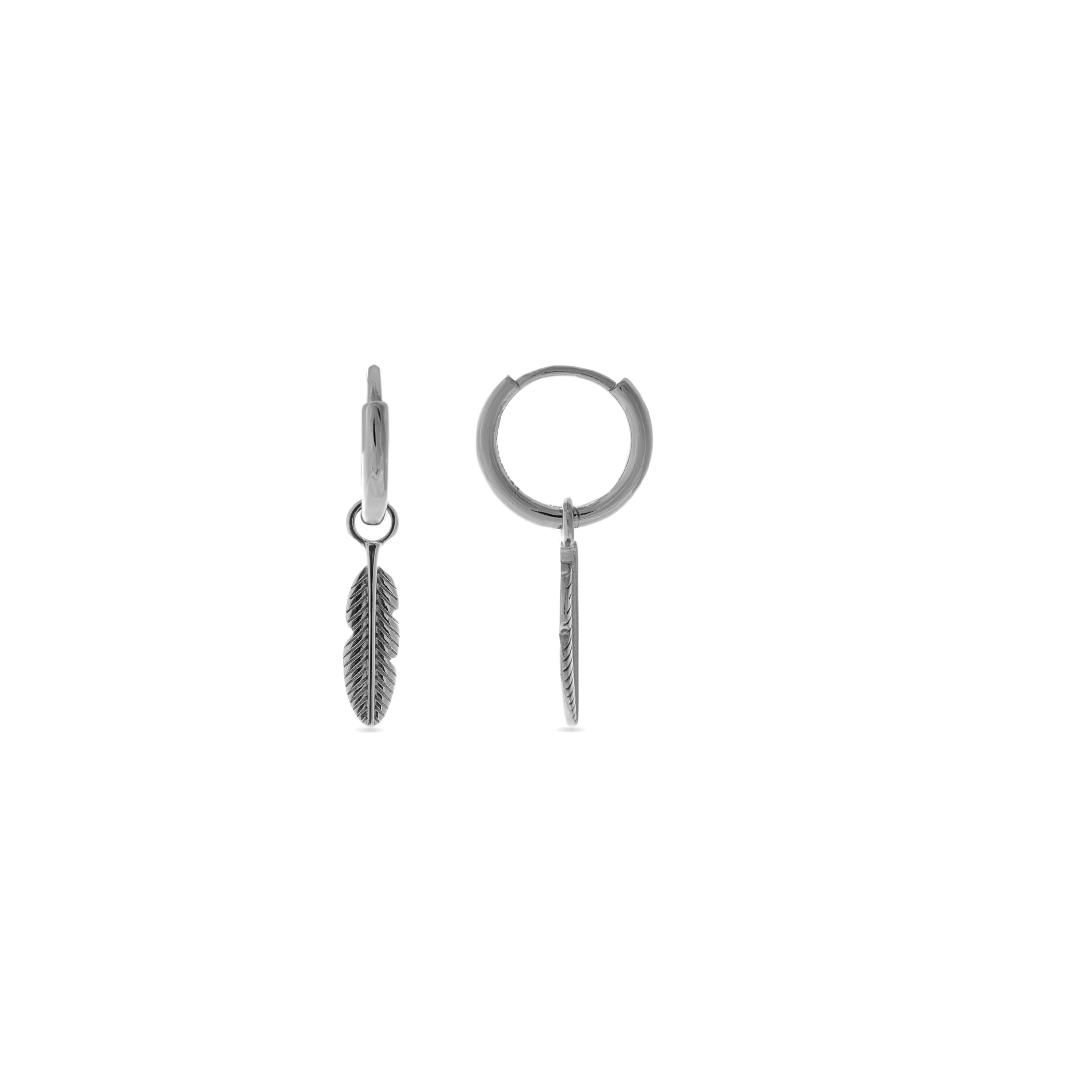 Echtsilber 925 Ohrringe mit Rhodium-Finish - Feder