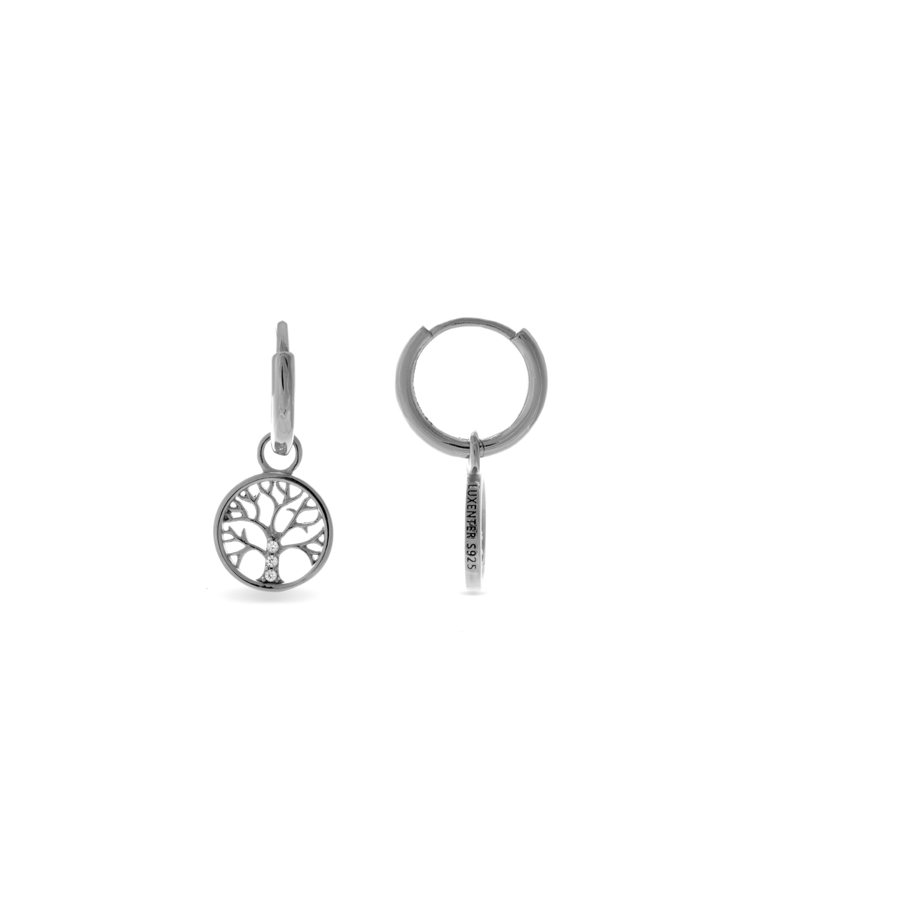 Orecchini in Argento Sterling 925 con Zirconia Cubica brillanti finiti in rodio - Albero della Vita