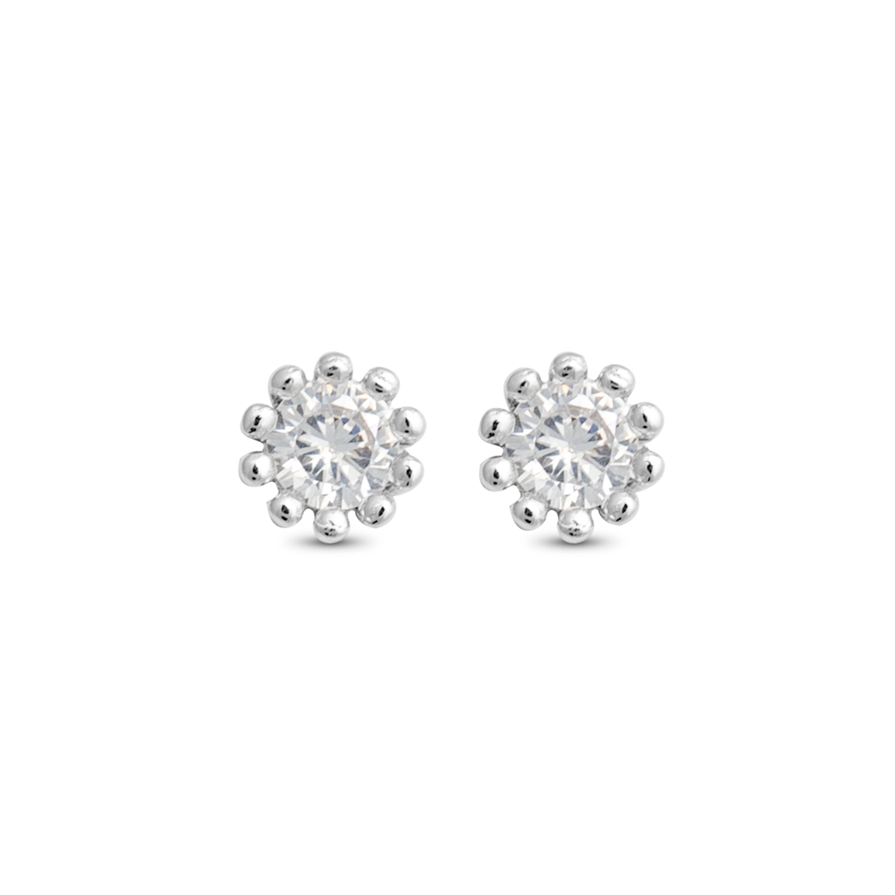 925 Sterling Silver Earrings with Brilliant Zirconia finished in rhodium - Shelat