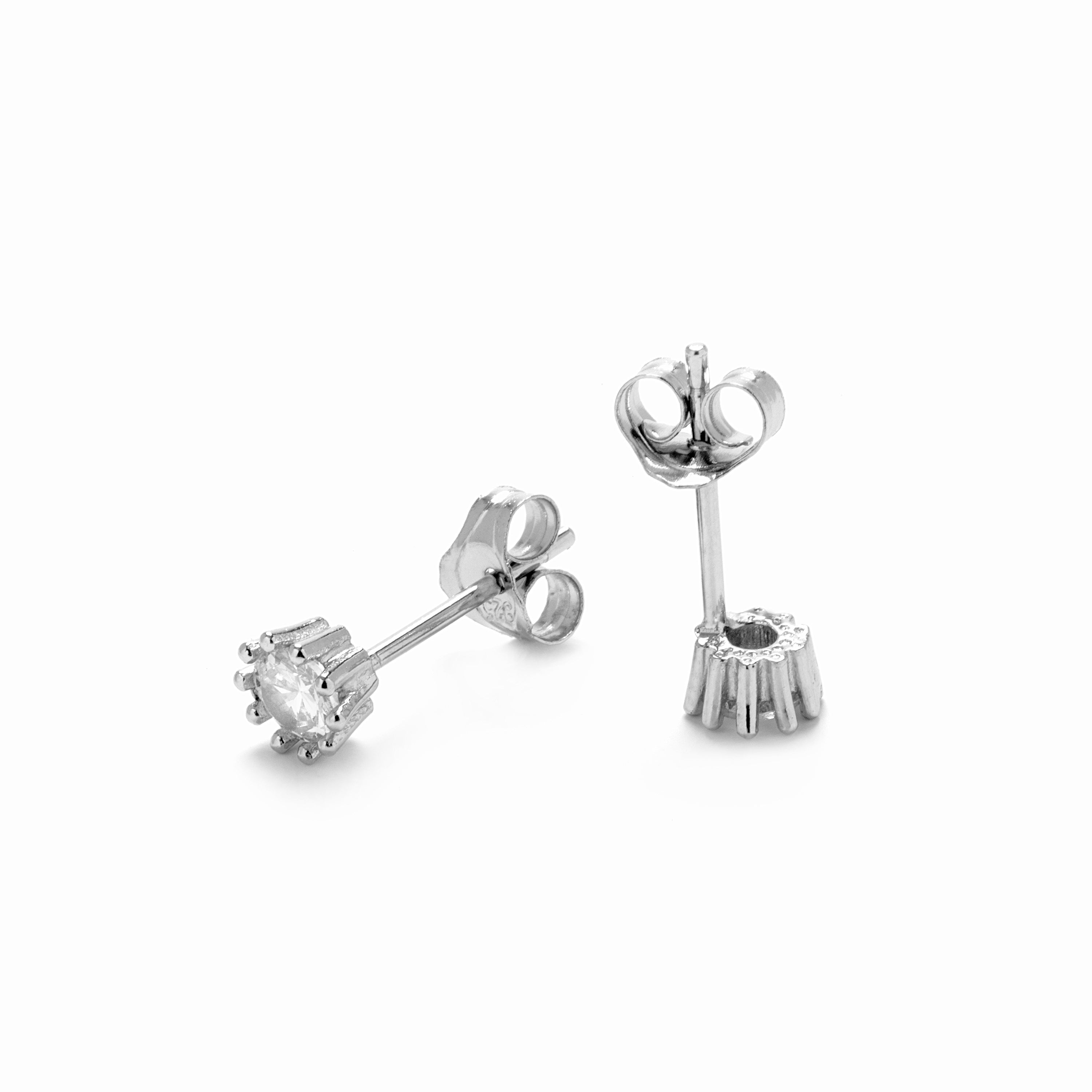 925 Sterling Silver Earrings with Brilliant Zirconia finished in rhodium - Shelat