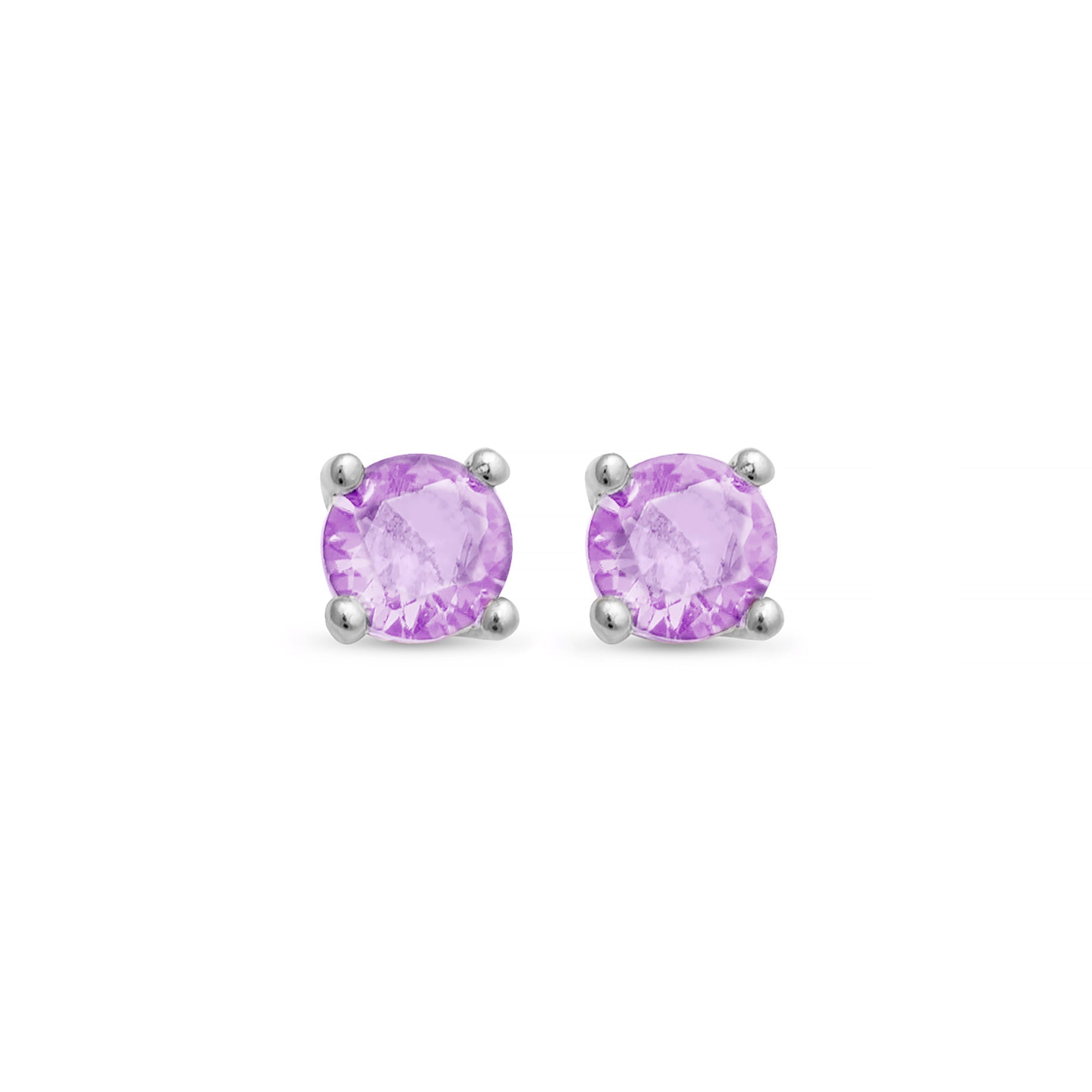 Boucles d'oreilles en argent sterling 925 avec zircon améthyste finies en or jaune 18K - Otieno