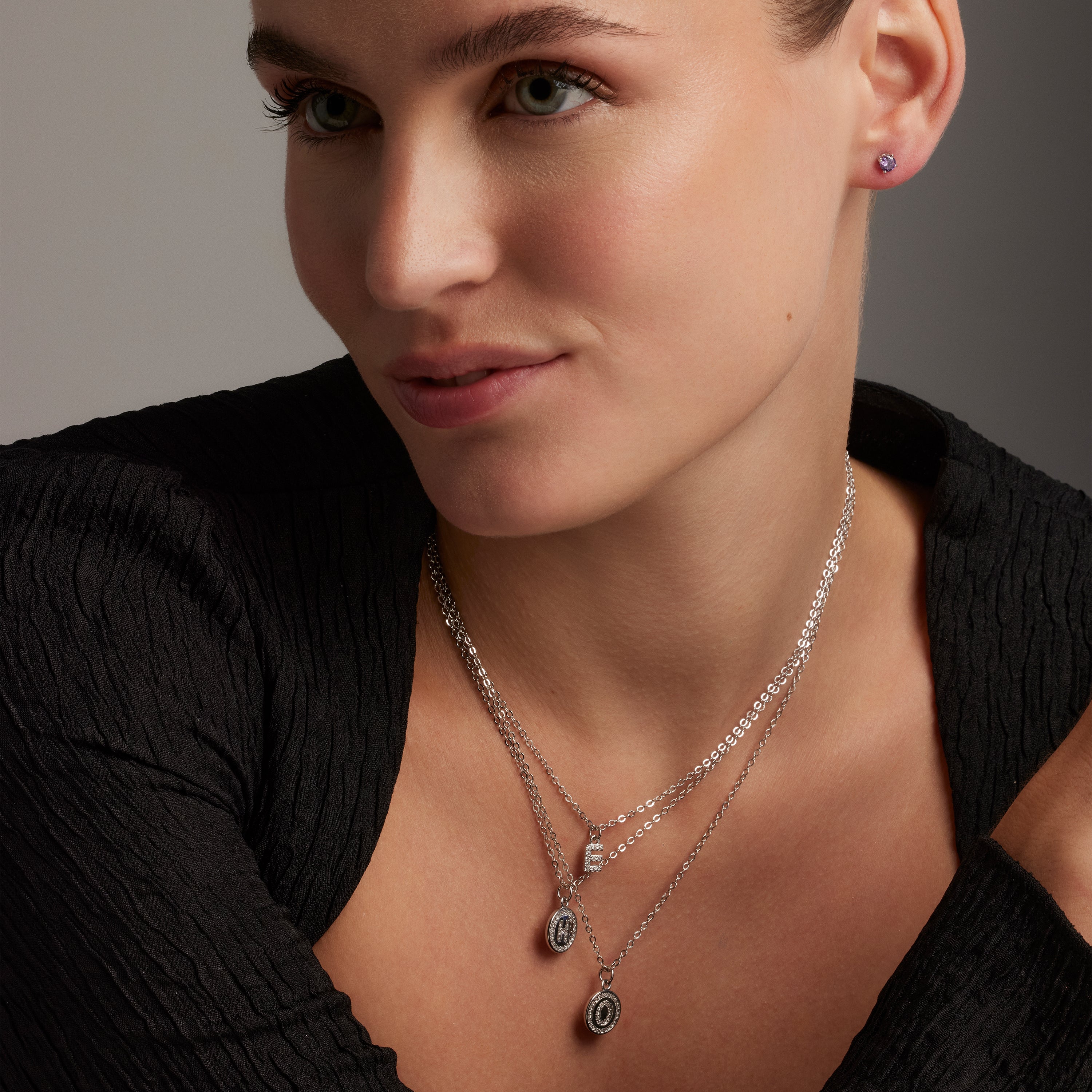 Boucles d'oreilles en argent sterling 925 avec zircon améthyste finies en or jaune 18K - Otieno