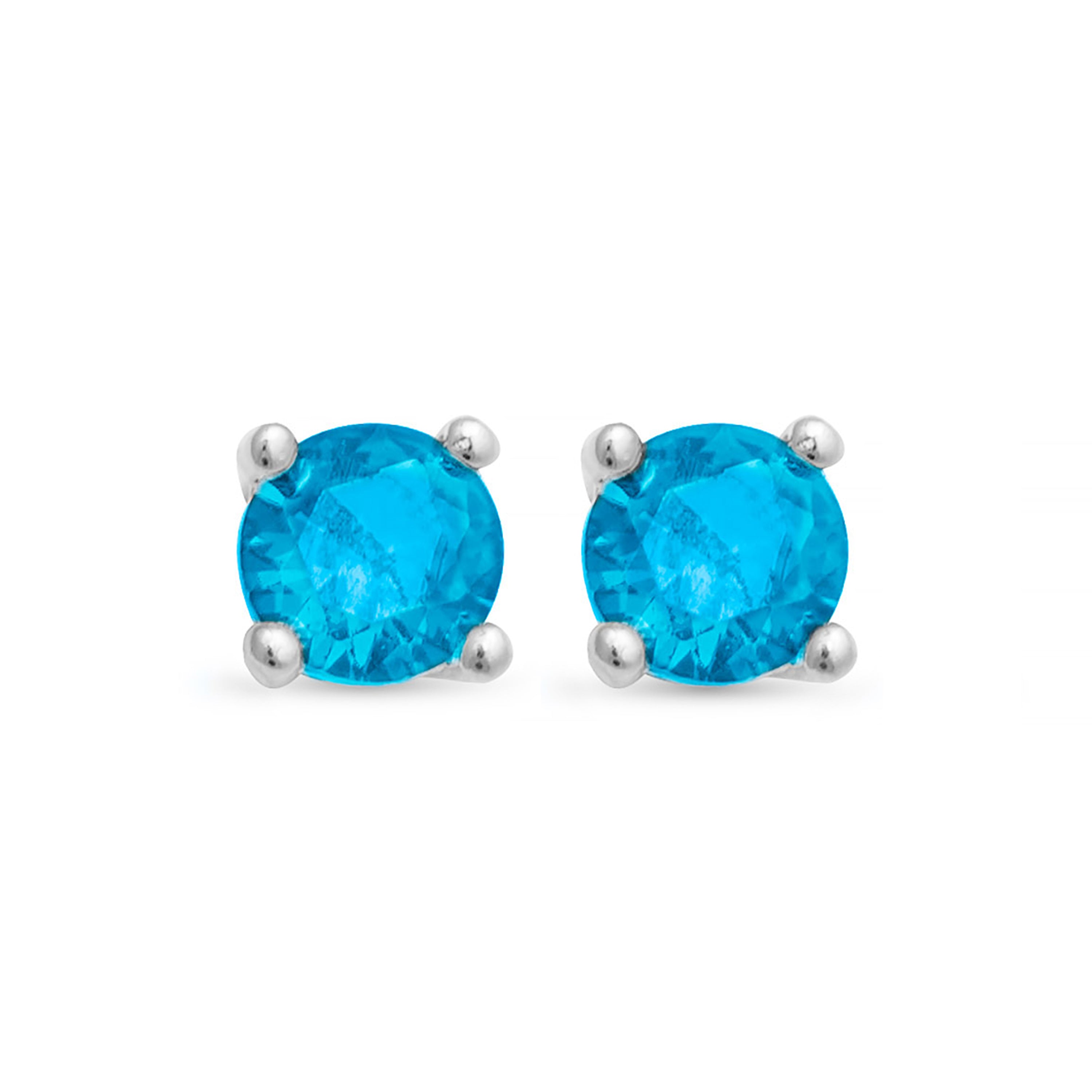 Pendientes de Plata de Ley 925 con Cuarzo Hidrotermal Topacio Azul acabados oro amarillo 18K - Otieno