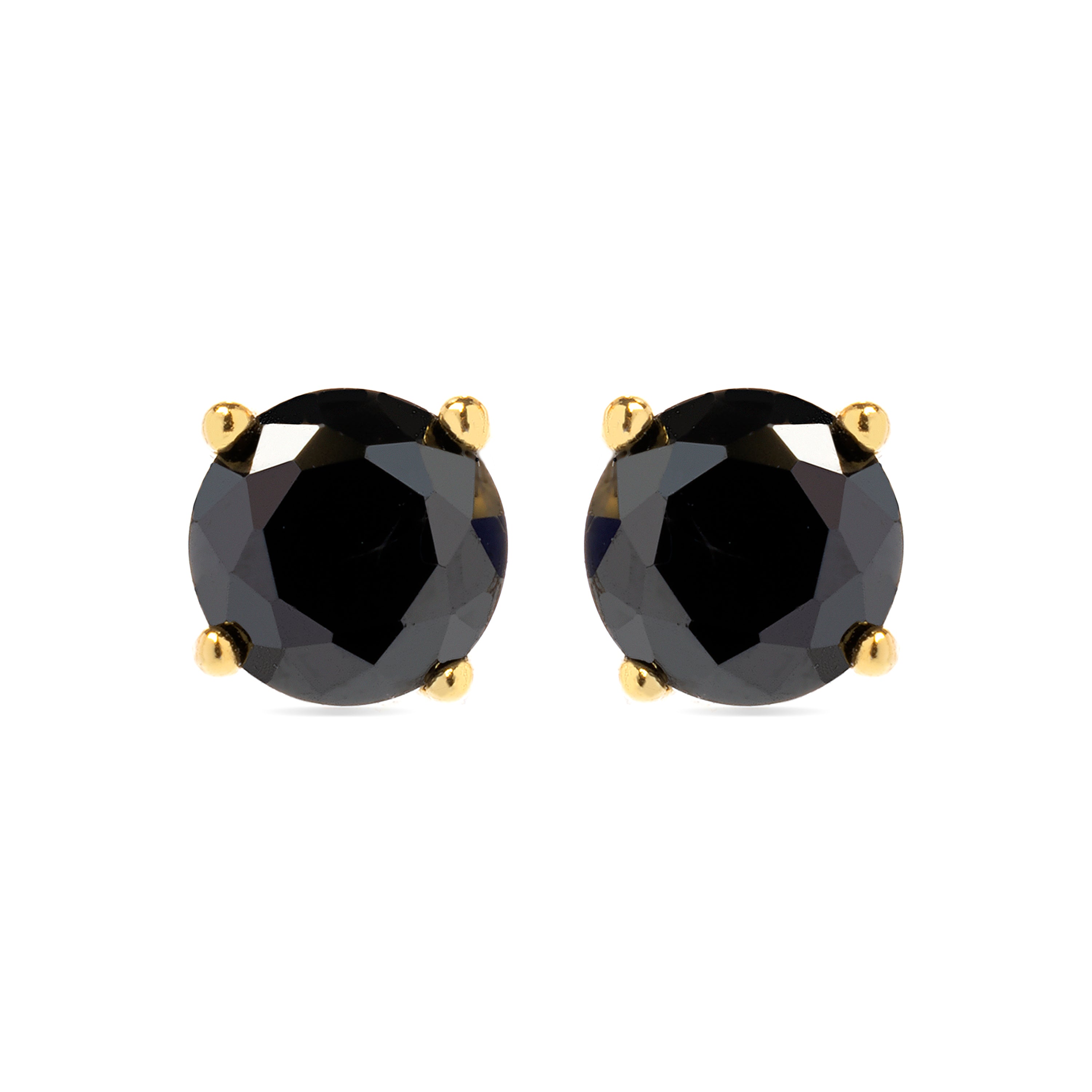 925 Sterling Zilveren Oorbellen met Onyx Zirkonia afgewerkt in 18K Geelgoud - Otieno