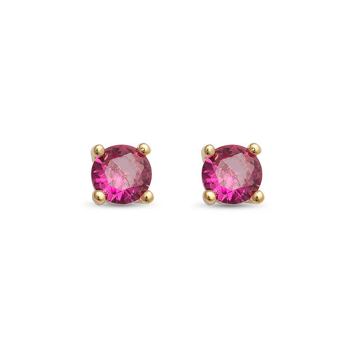925 Sterling Zilveren Oorbellen met Robijn Zirkonia afgewerkt in 18K Geelgoud - Otieno
