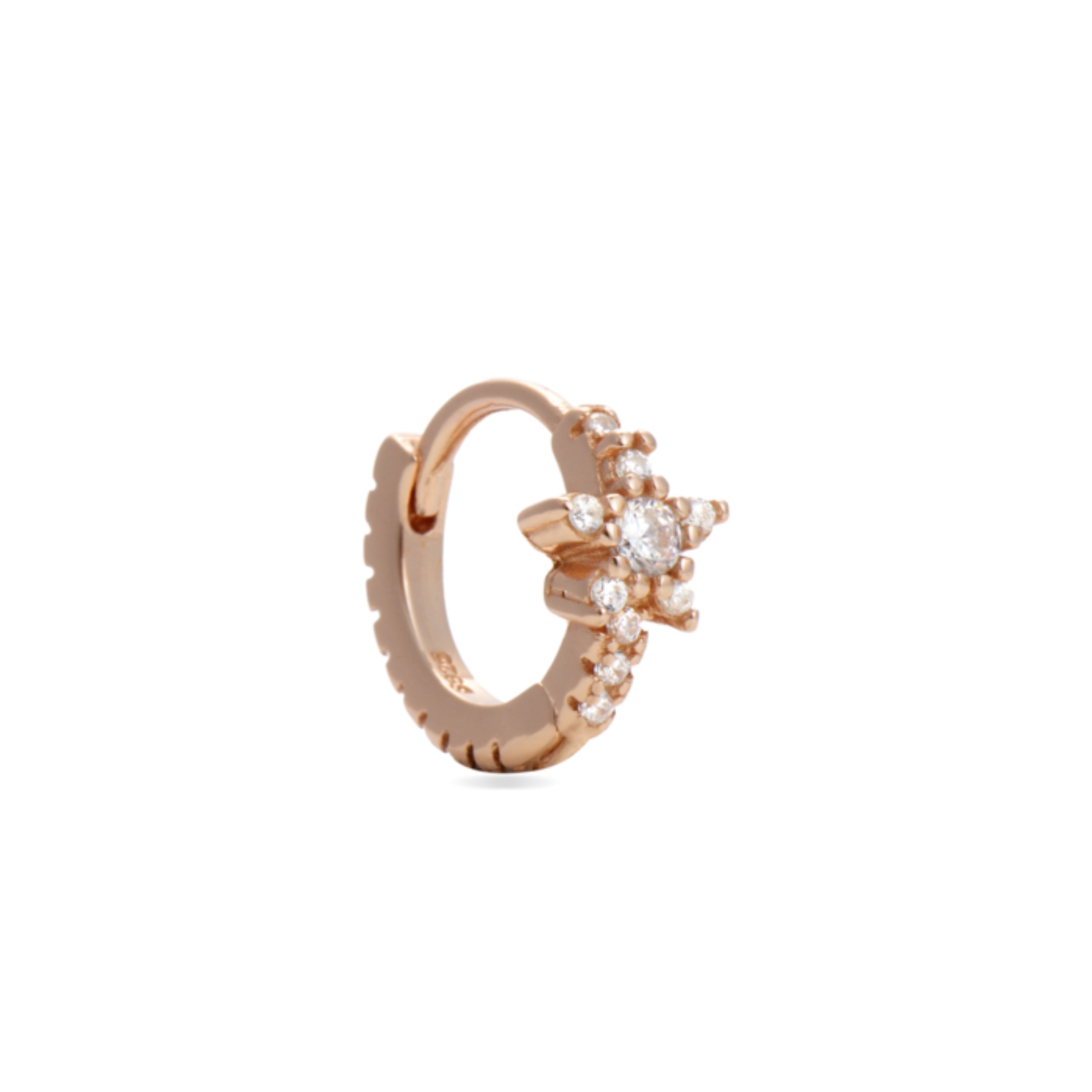 Echtsilber 925 Piercing mit glänzendem Zirkonia, veredelt mit 18K Roségold - Issphe