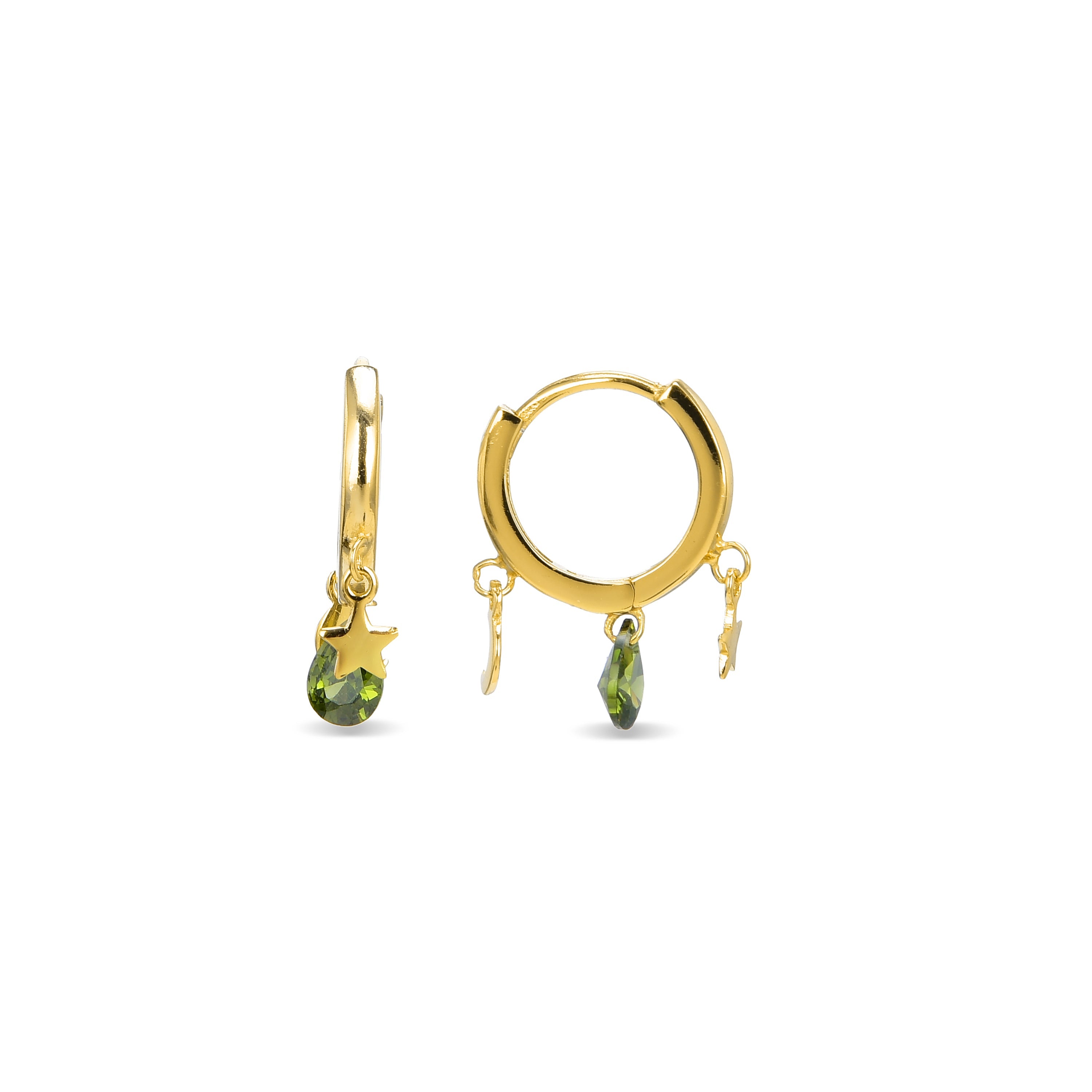 Orecchini in Argento Sterling 925 con Zirconia Multicolore finiti in oro giallo 18K - Saon