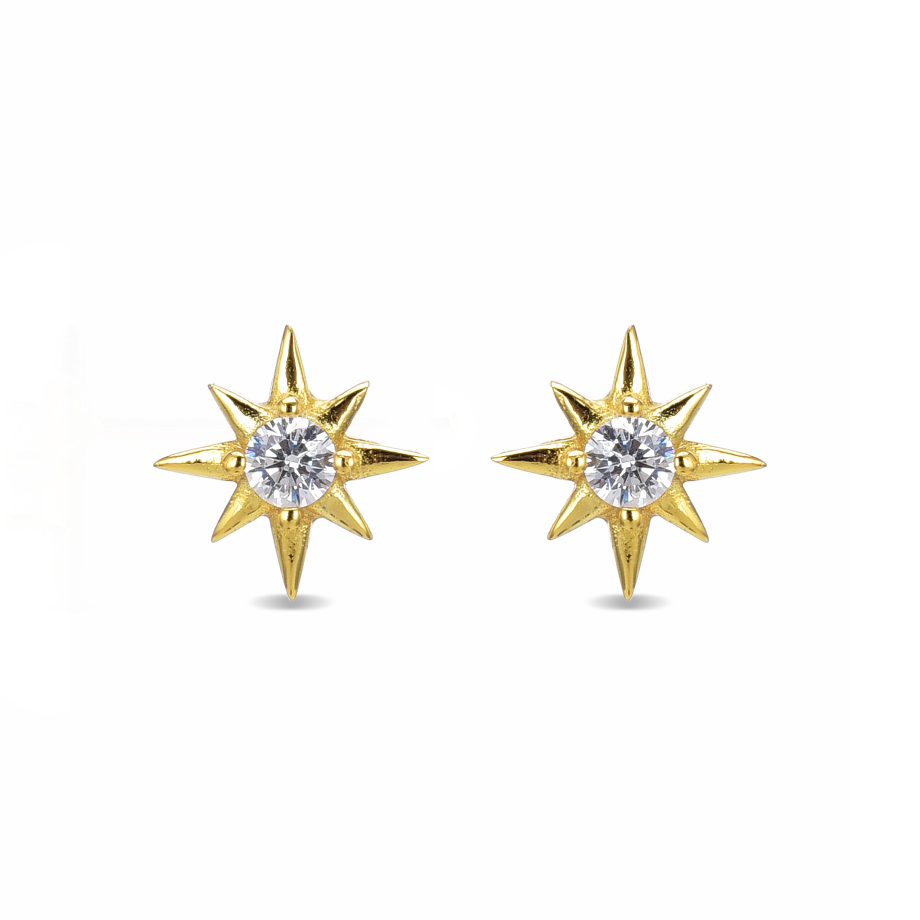 Boucles d'oreilles en argent sterling 925 avec zircon brillant, finies en or jaune 18K - Lialt
