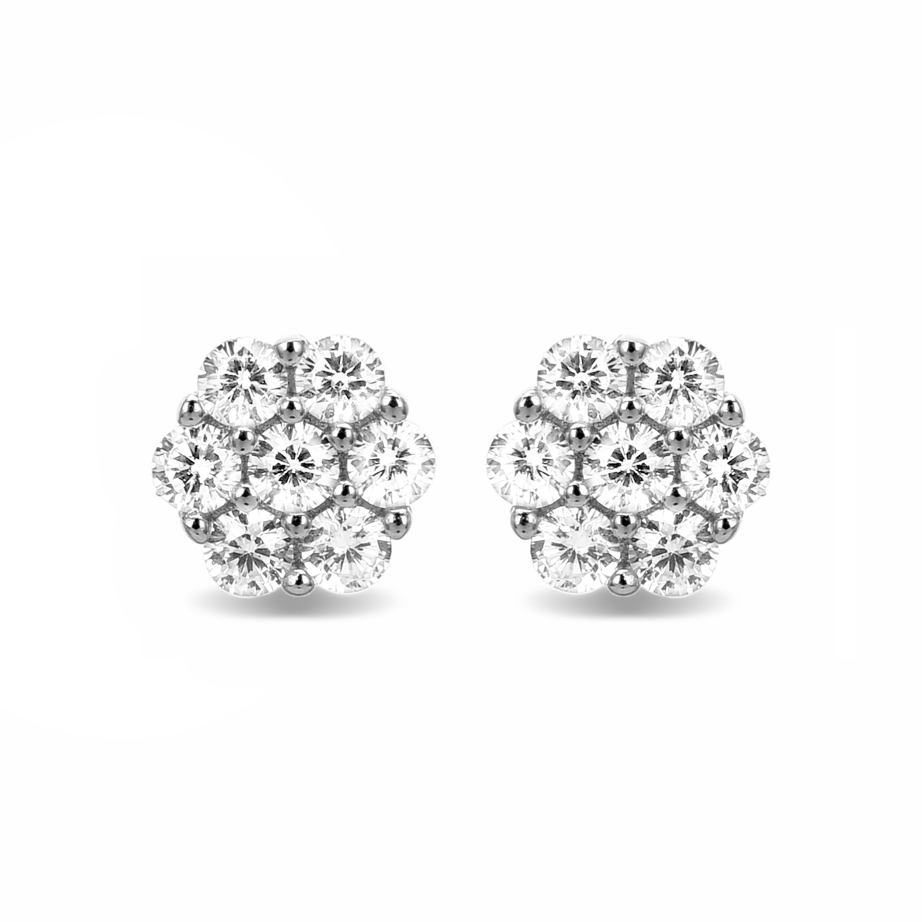 925 Sterling Silver Earrings with Brilliant Zirconia finished in rhodium - Hudur