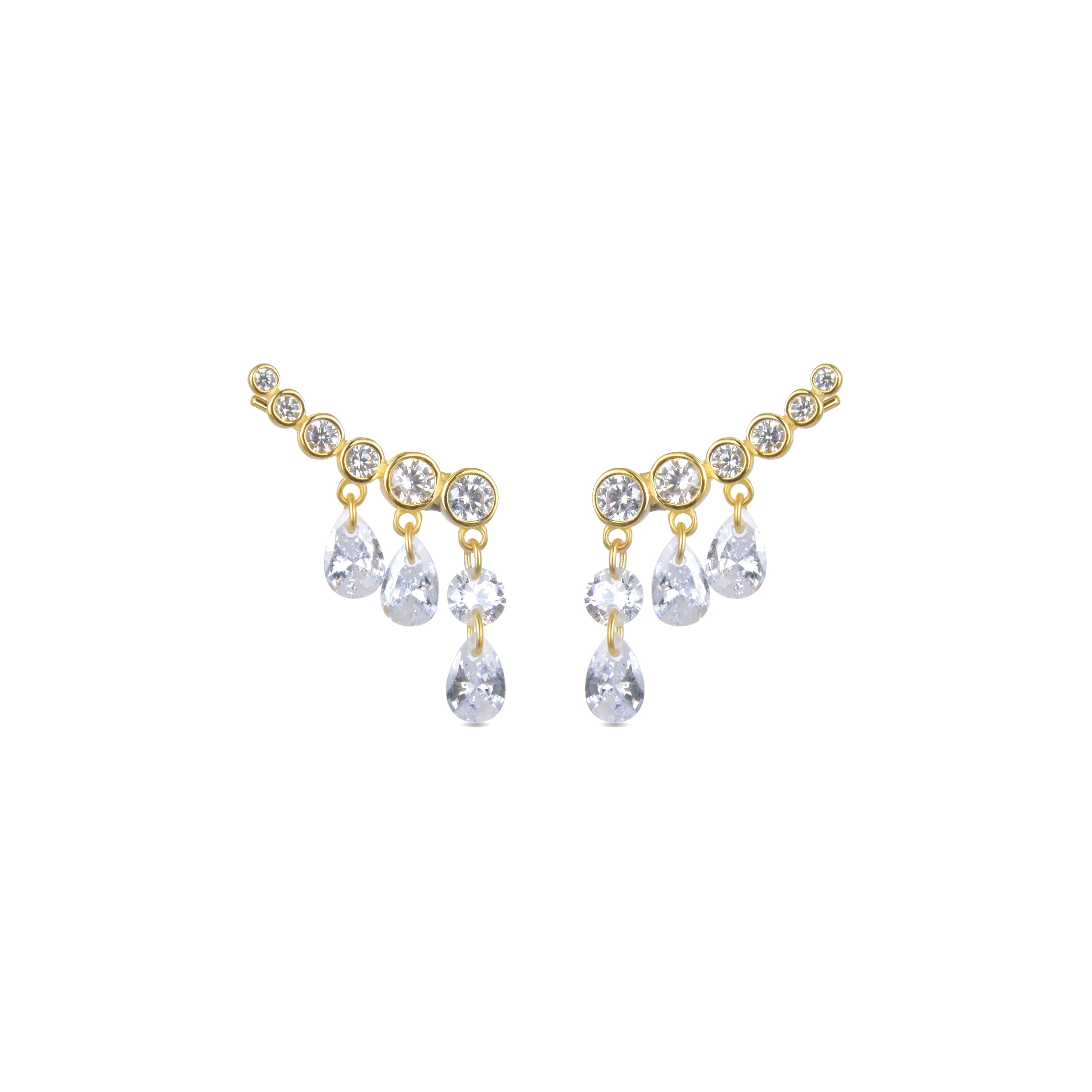 Boucles d'oreilles en argent sterling 925 avec zircon brillant, finies en or jaune 18K - Cakhi