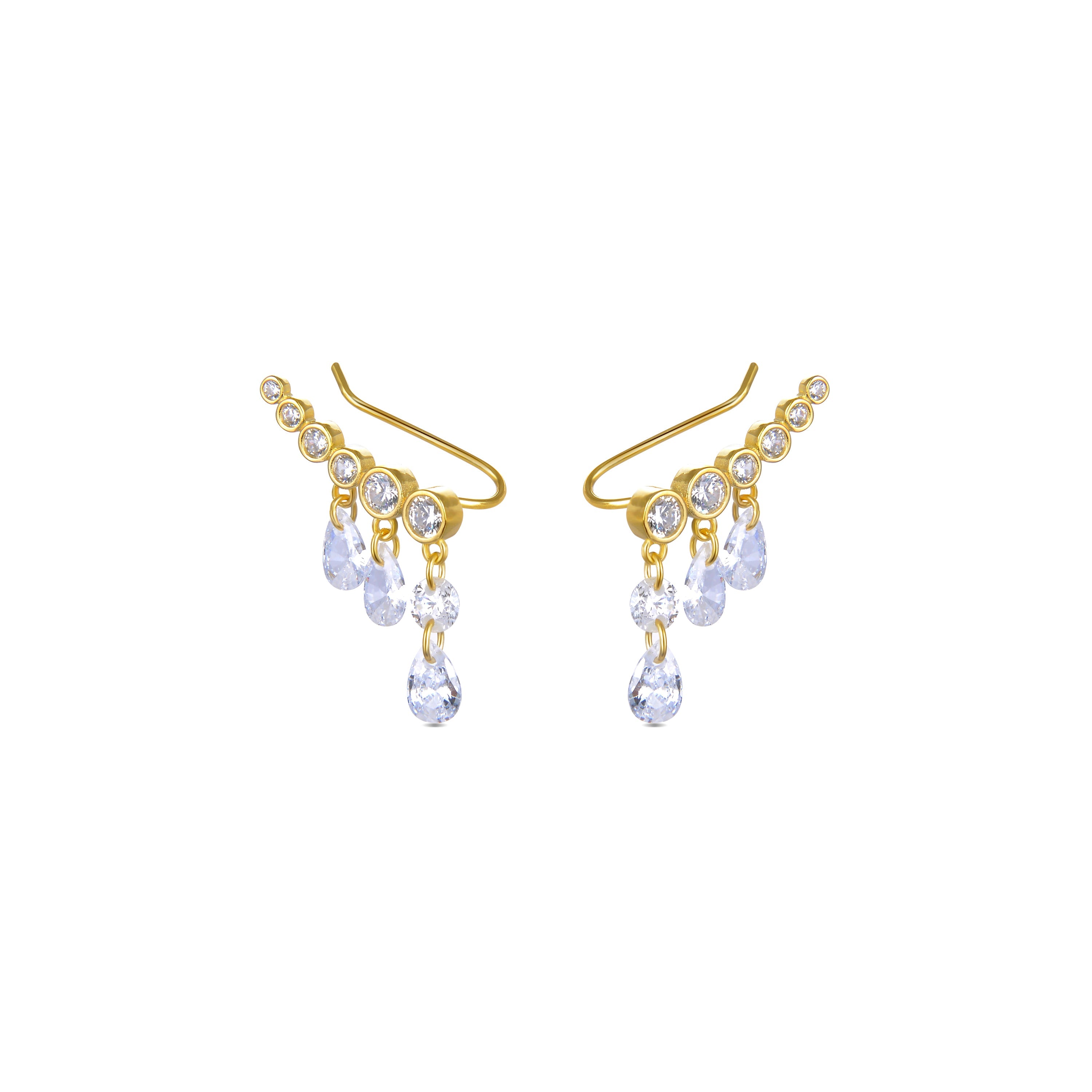 Boucles d'oreilles en argent sterling 925 avec zircon brillant, finies en or jaune 18K - Cakhi