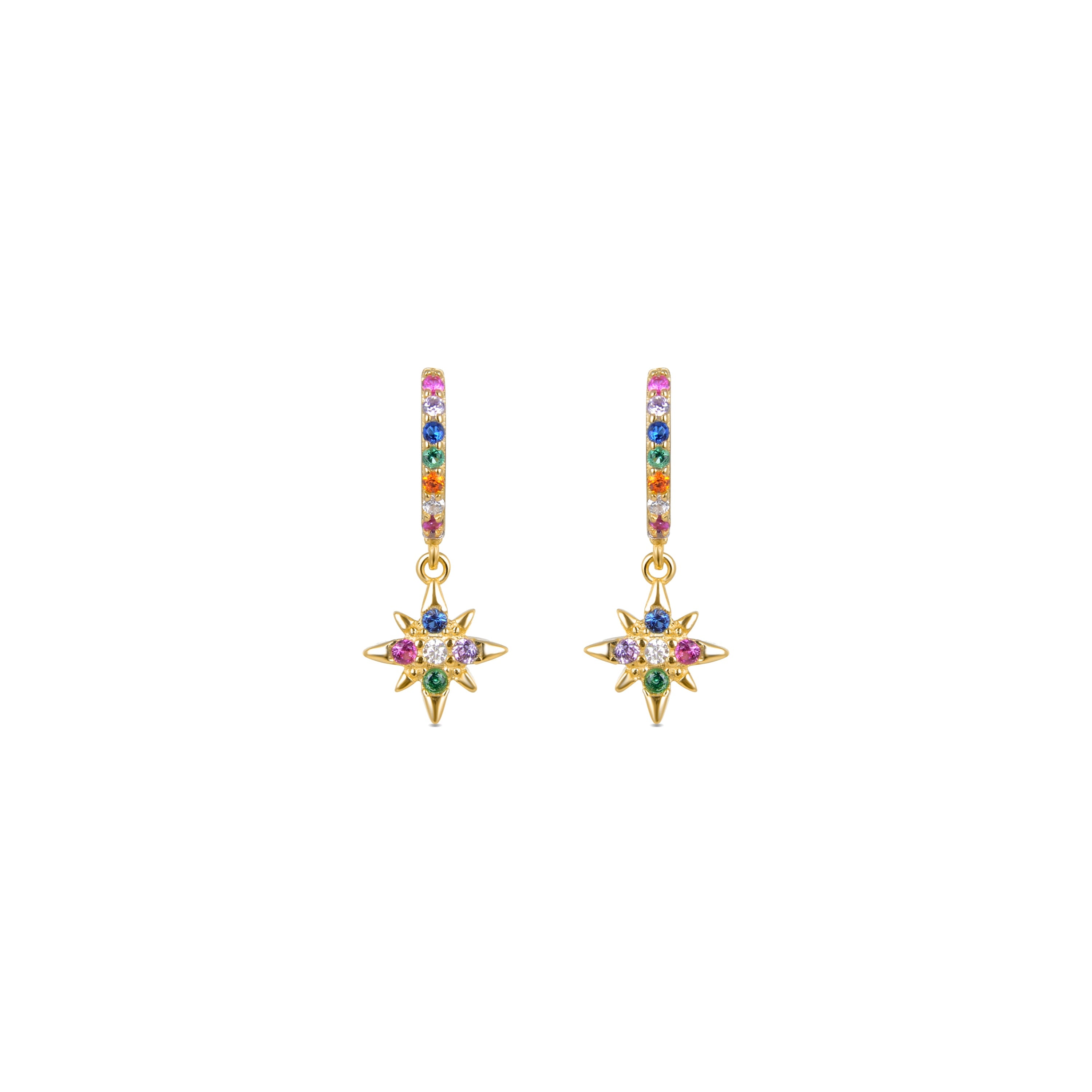 Orecchini in Argento Sterling 925 con Zirconia Multicolore finiti in oro giallo 18K - Siba