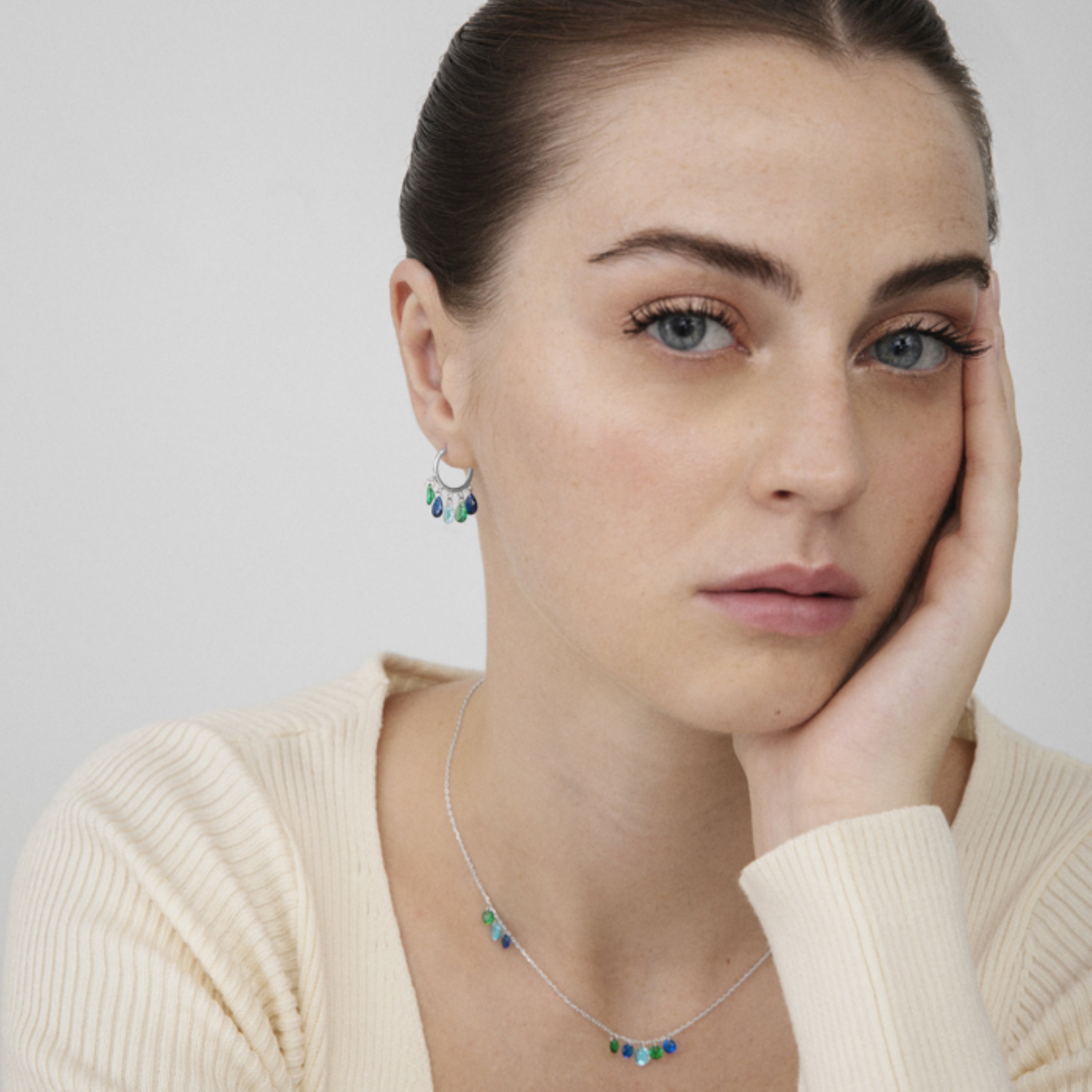 925 Sterling Zilveren Oorbellen met Multicolor Zirkonia afgewerkt in rhodium - Onxo
