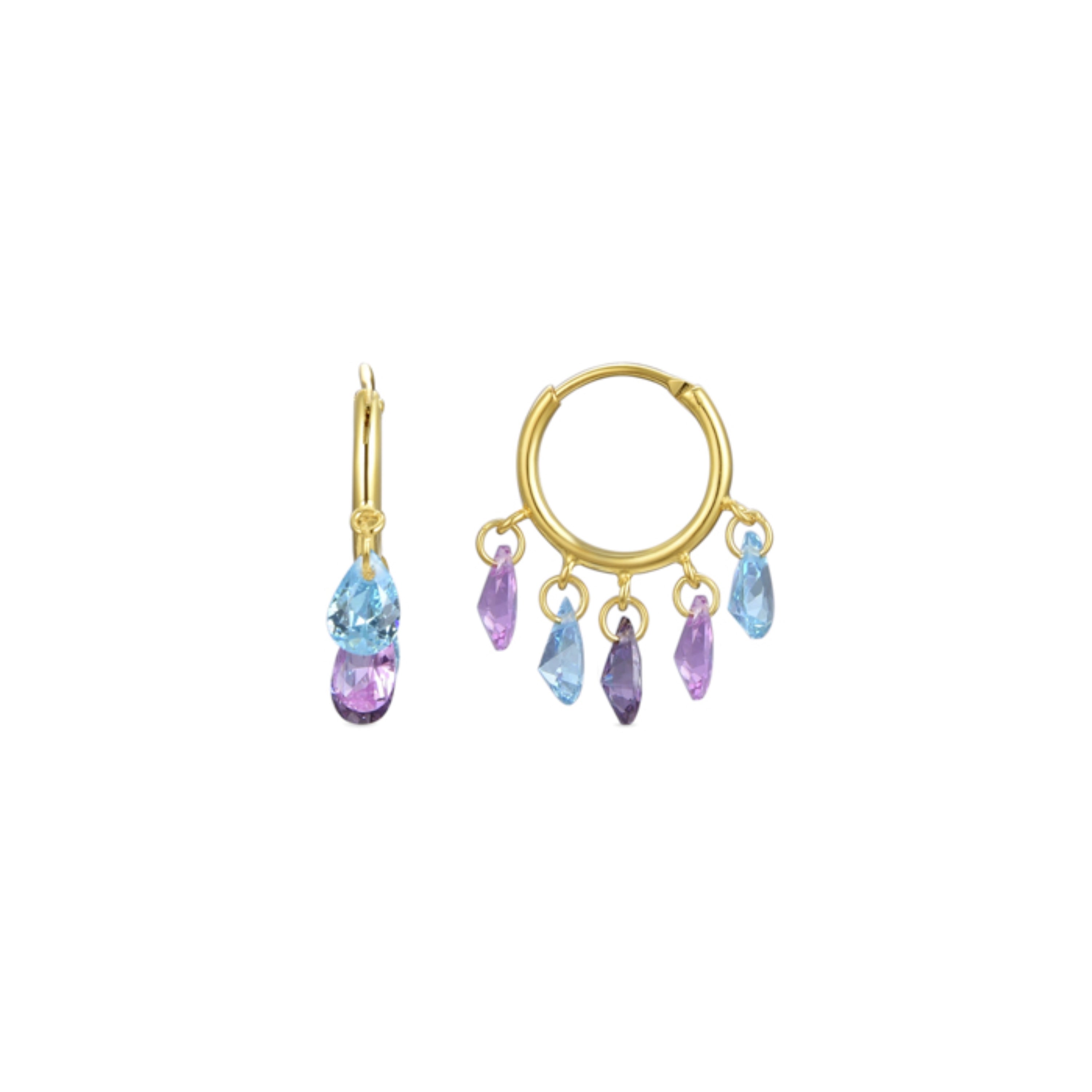 Orecchini in Argento Sterling 925 con Zirconia Multicolore finiti in oro giallo 18K - Onxo