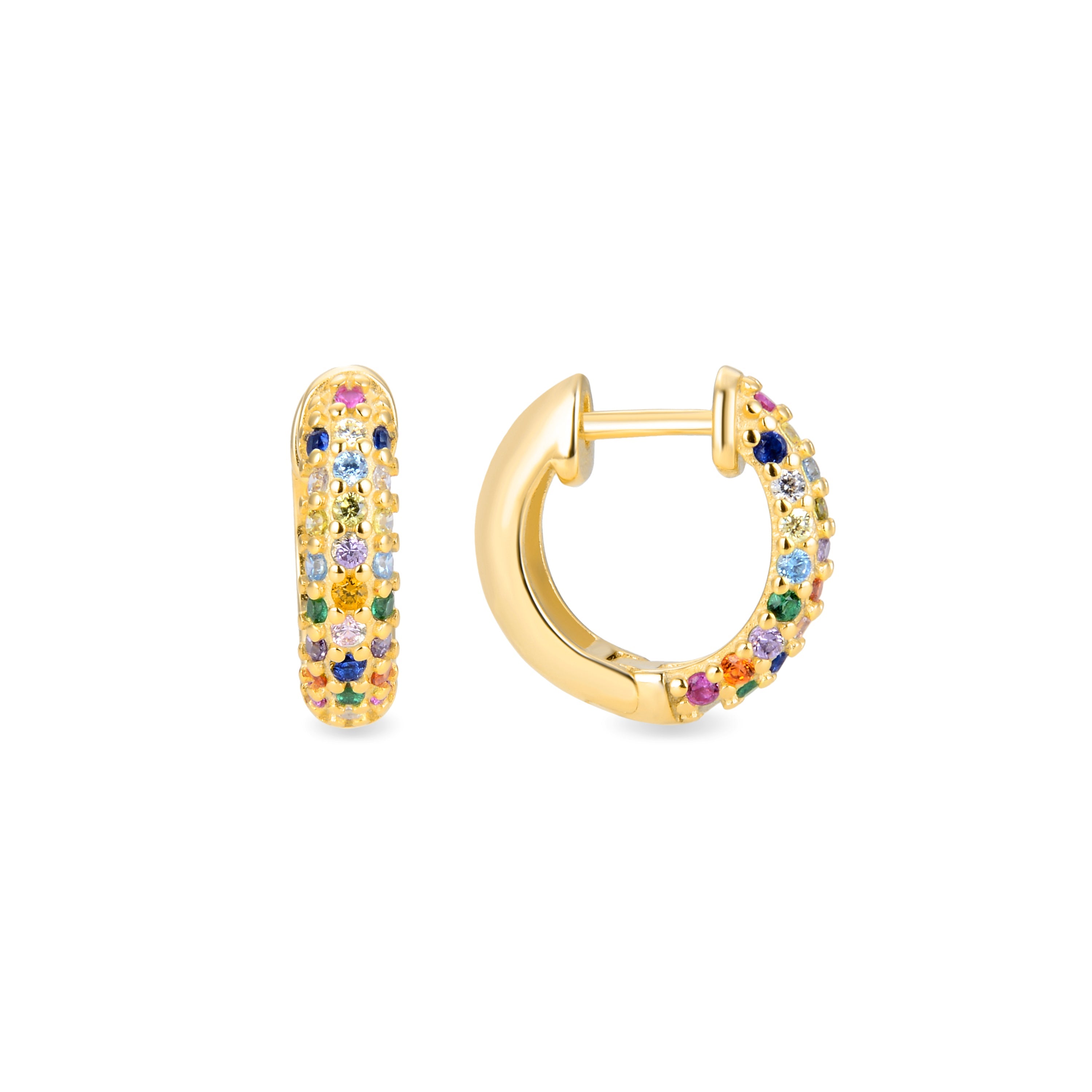 Orecchini in Argento Sterling 925 con Zirconia Multicolore finiti in oro giallo 18K - Iralda