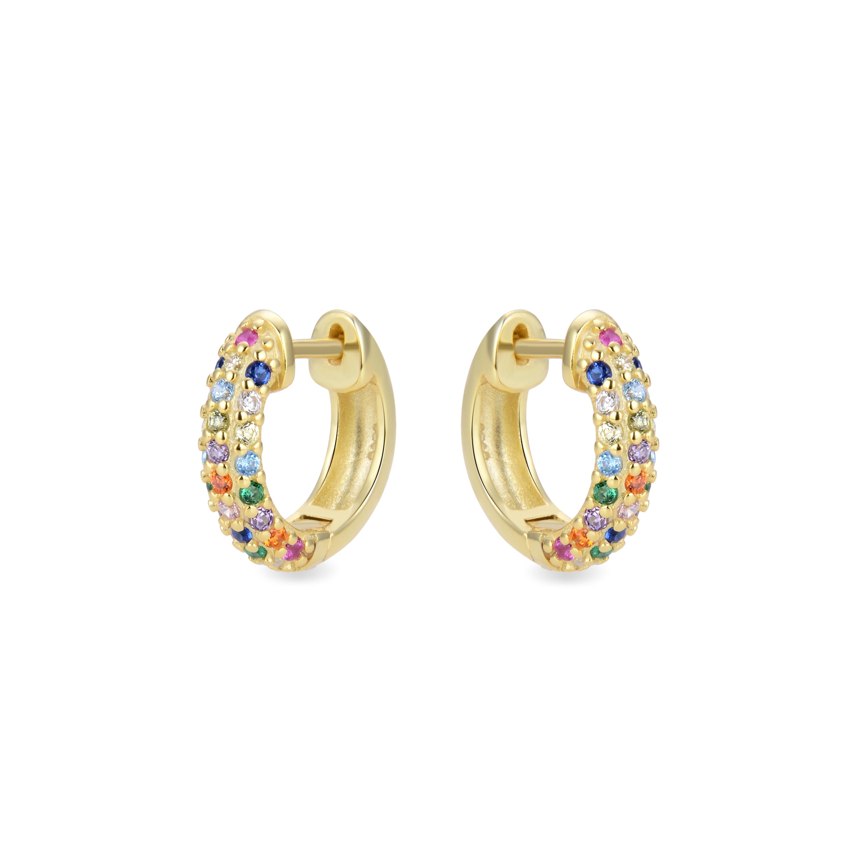 Pendientes de Plata de Ley 925 con Circonita Multicolor acabados en oro amarillo 18K - Iralda