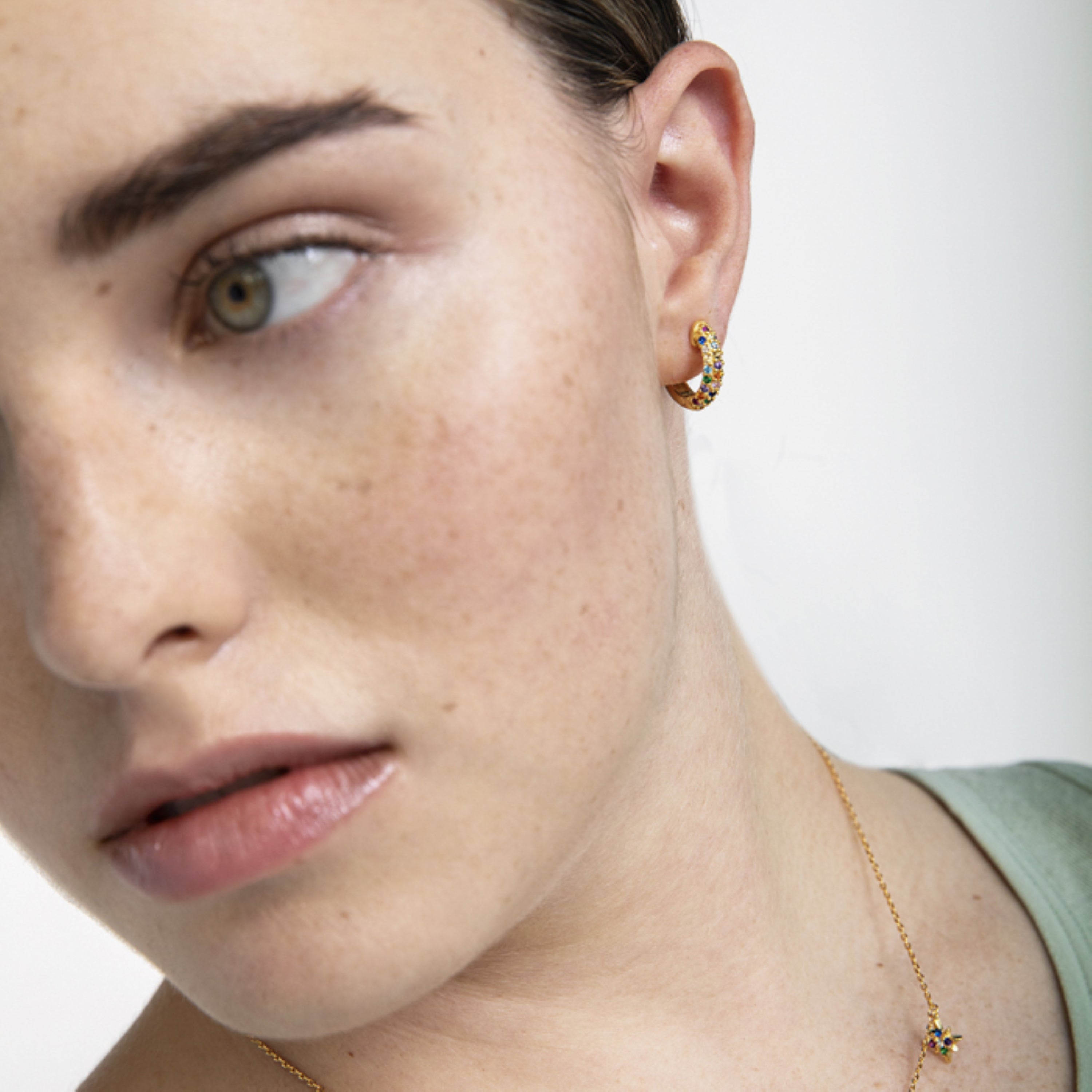 Orecchini in Argento Sterling 925 con Zirconia Multicolore finiti in oro giallo 18K - Iralda