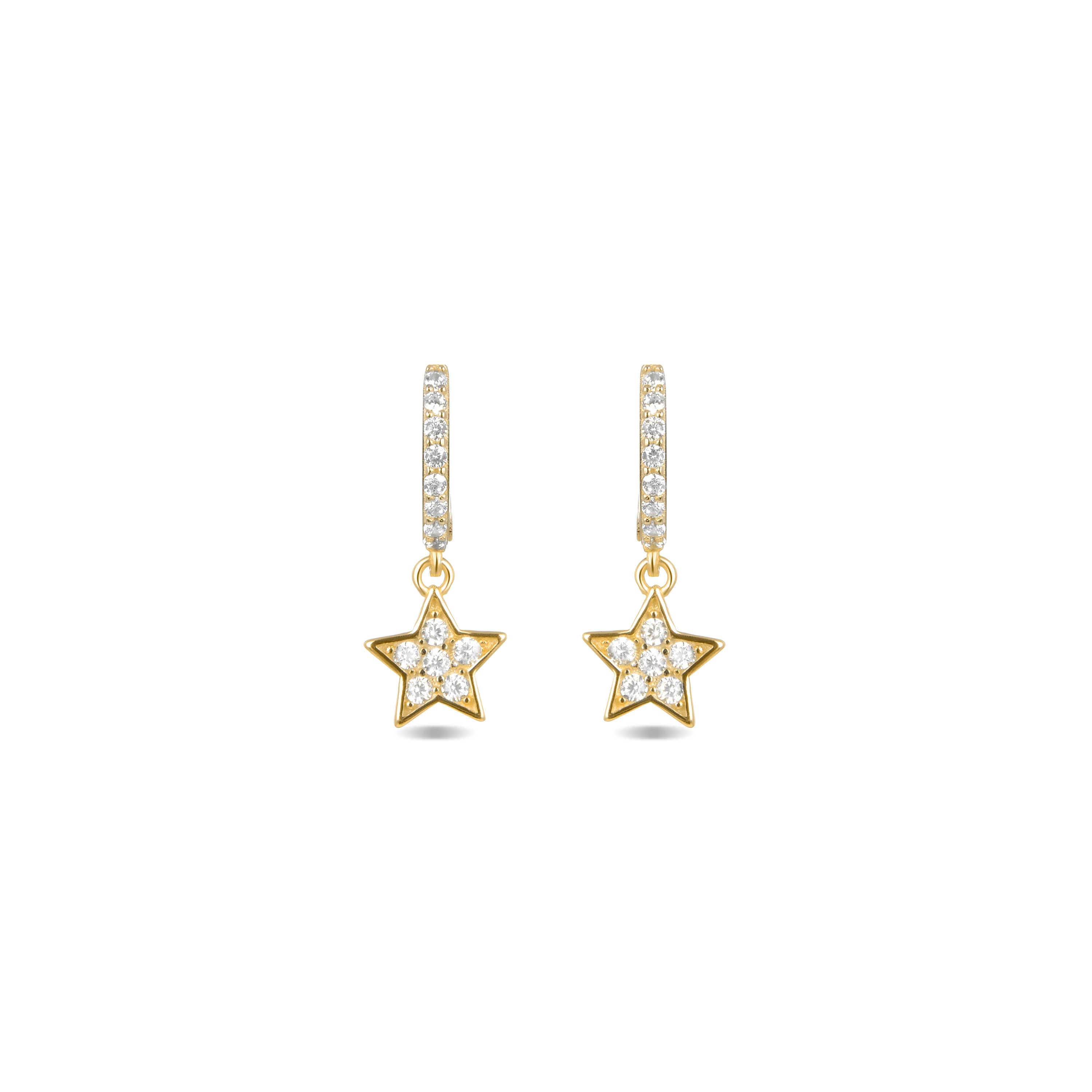 Boucles d'oreilles en argent sterling 925 avec zircon brillant, finies en or jaune 18K - Wabak