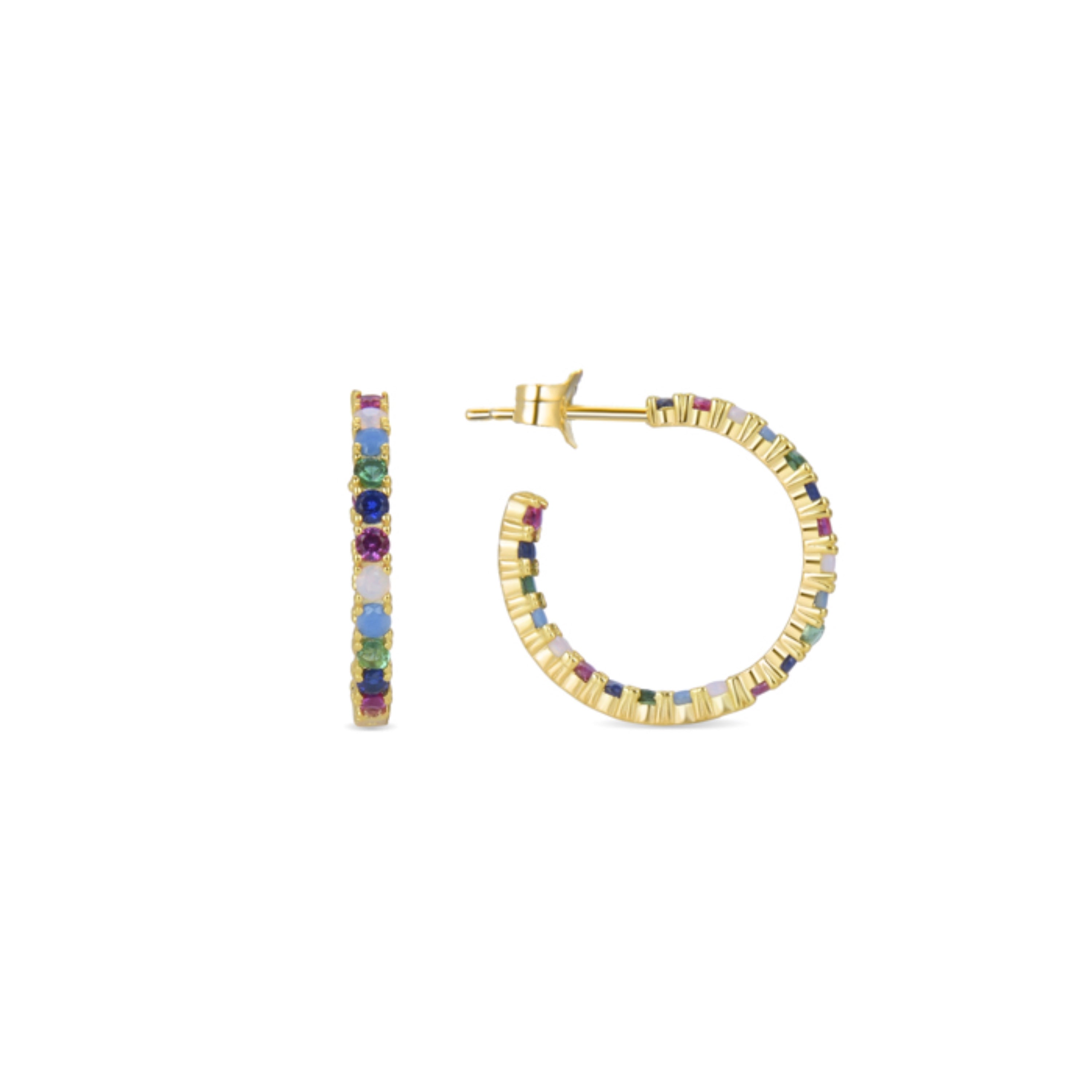 Orecchini in Argento Sterling 925 con Zirconia Multicolore finiti in oro giallo 18K - Azarlo