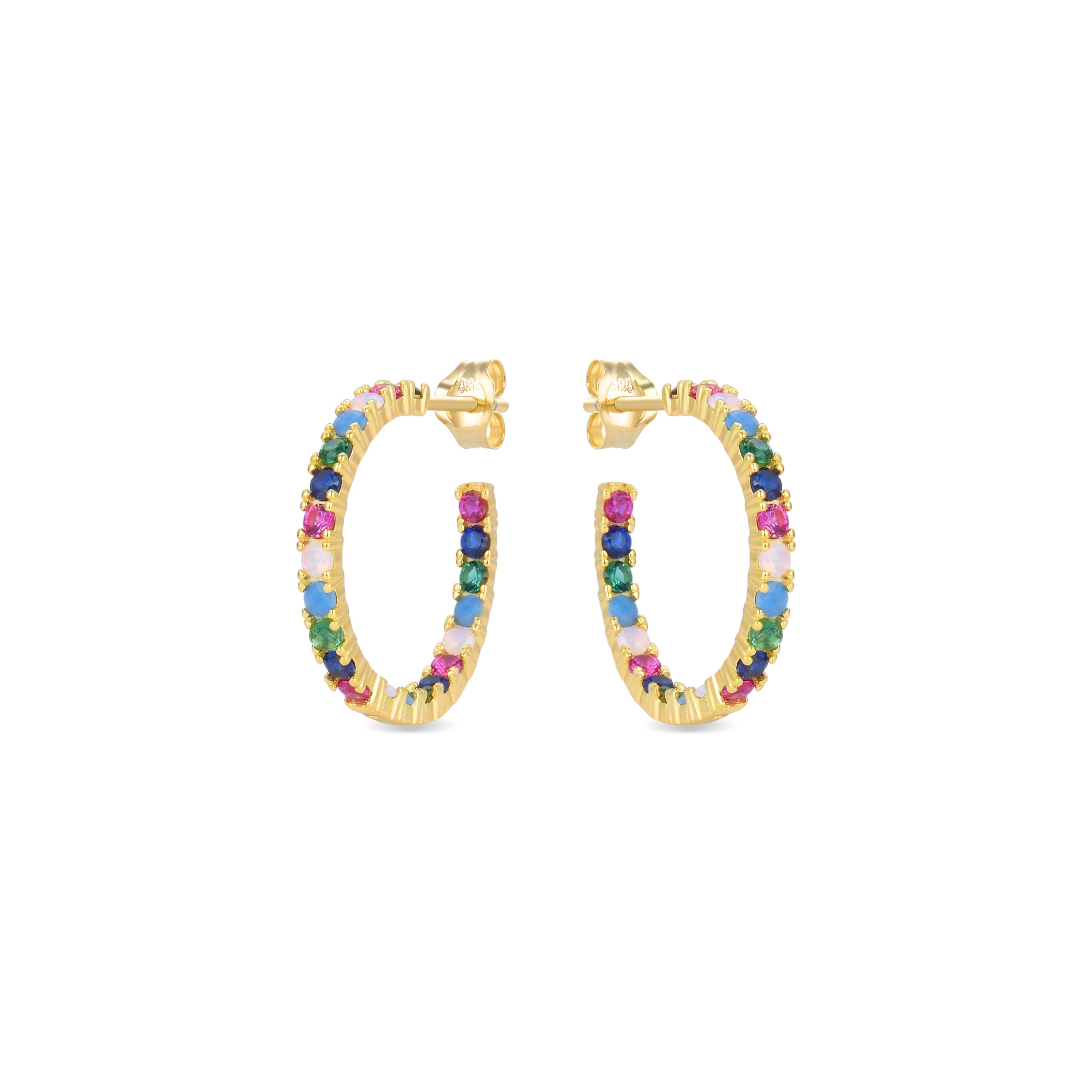 Orecchini in Argento Sterling 925 con Zirconia Multicolore finiti in oro giallo 18K - Azarlo