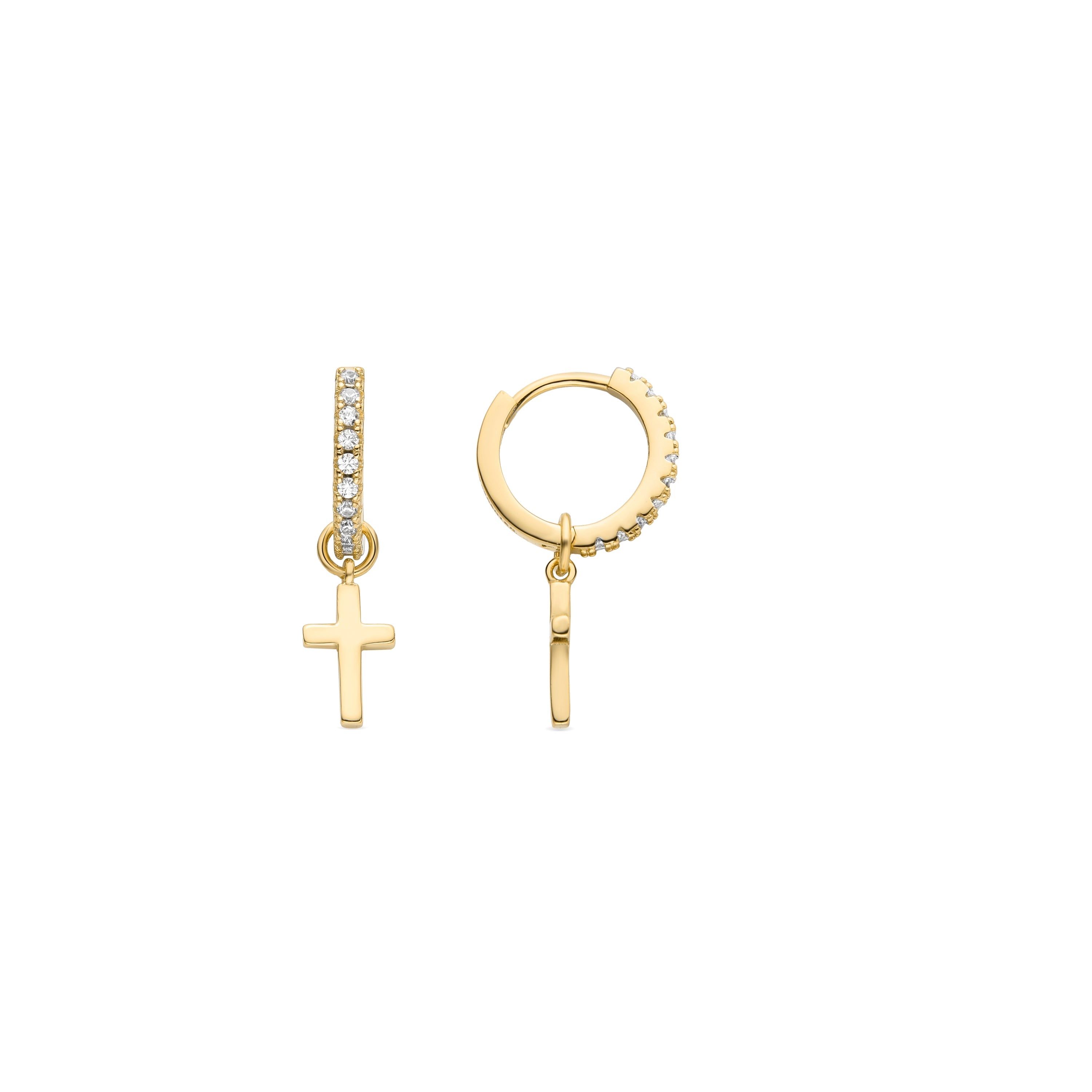 Pendientes de Plata de Ley 925 con Circonita Brillante acabados en oro amarillo 18K - Redri