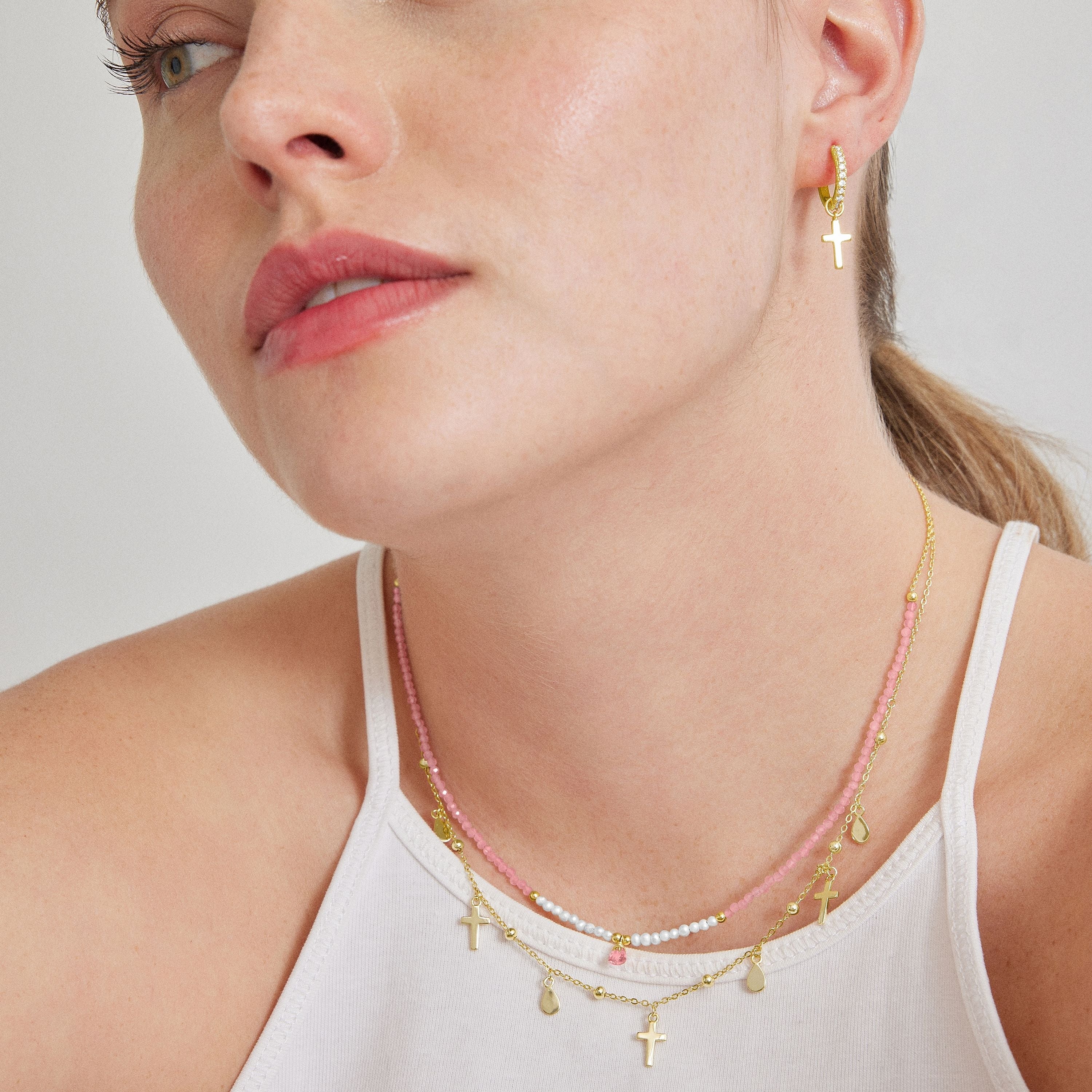 Pendientes de Plata de Ley 925 con Circonita Brillante acabados en oro amarillo 18K - Redri