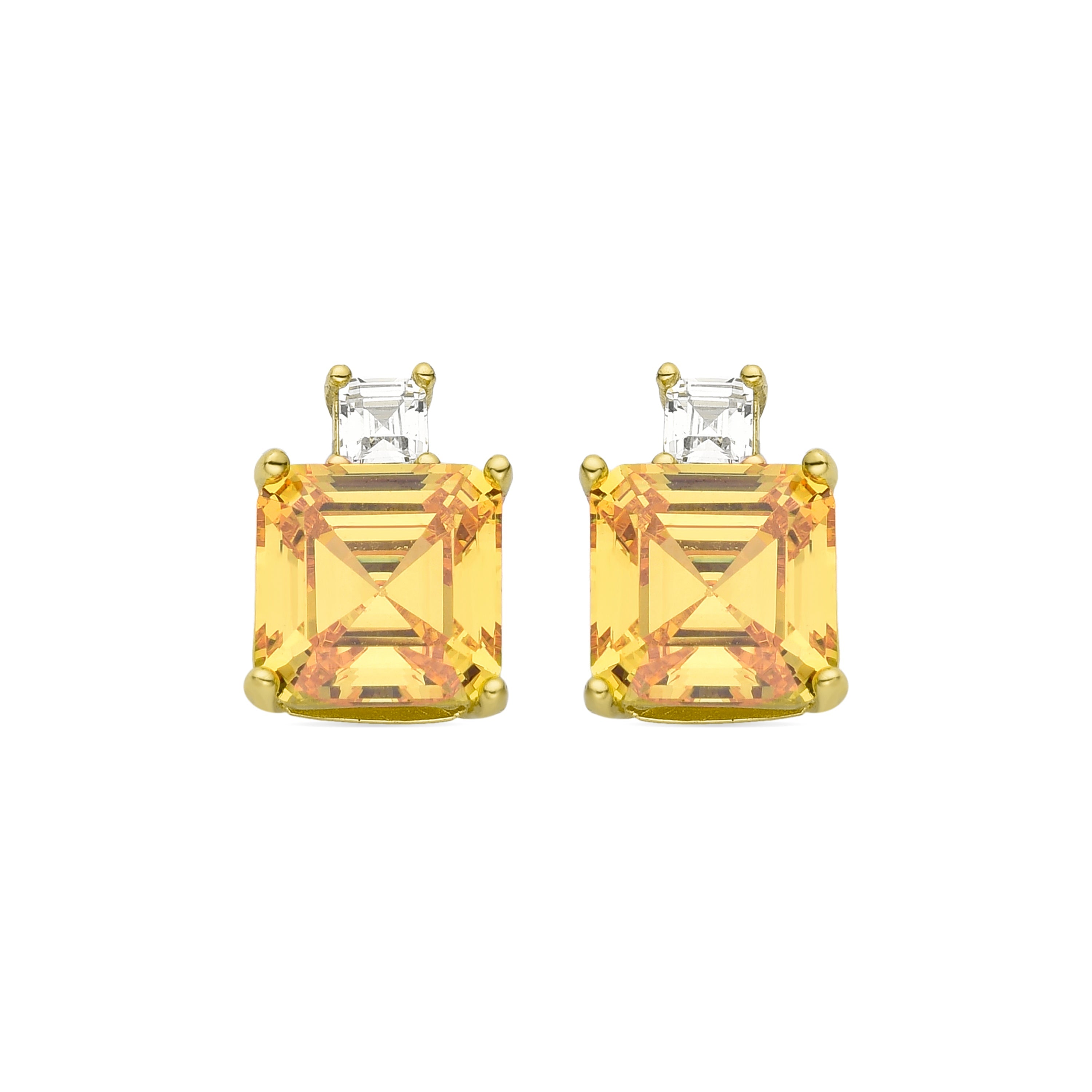 925 Sterling Silver Earrings with Padparadscha finished in 18K yellow gold - Bashu