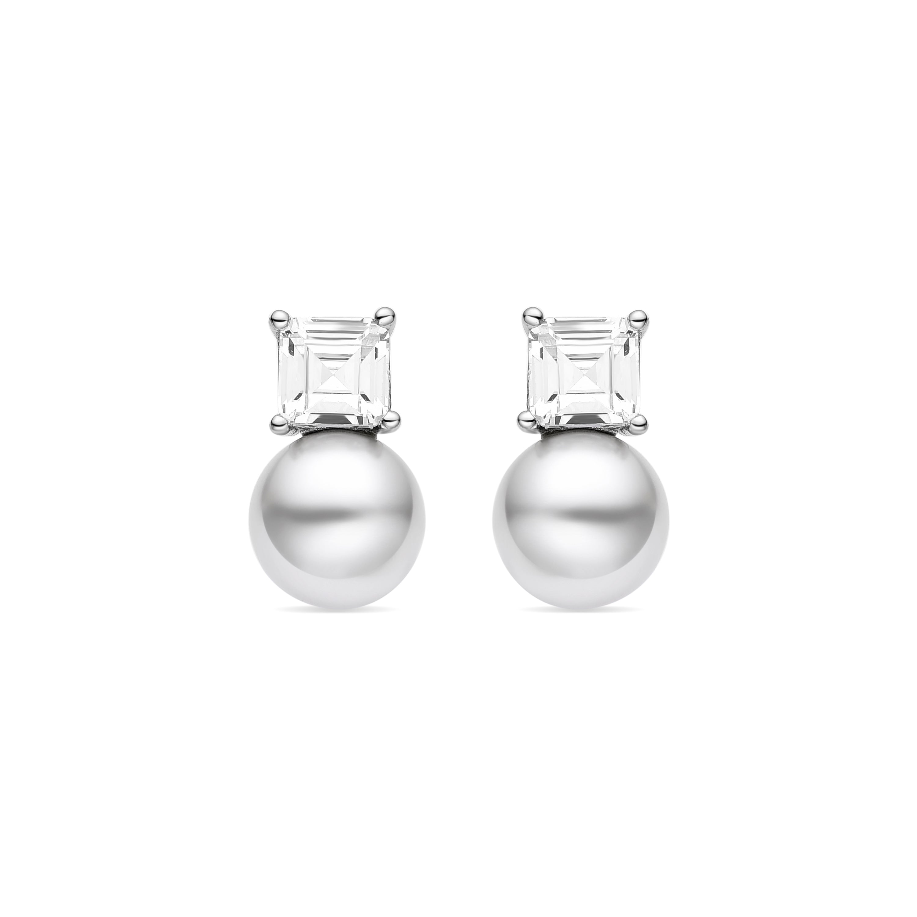 Orecchini in Argento Sterling 925 con Zirconia Brillante finiti in rodio - Rador