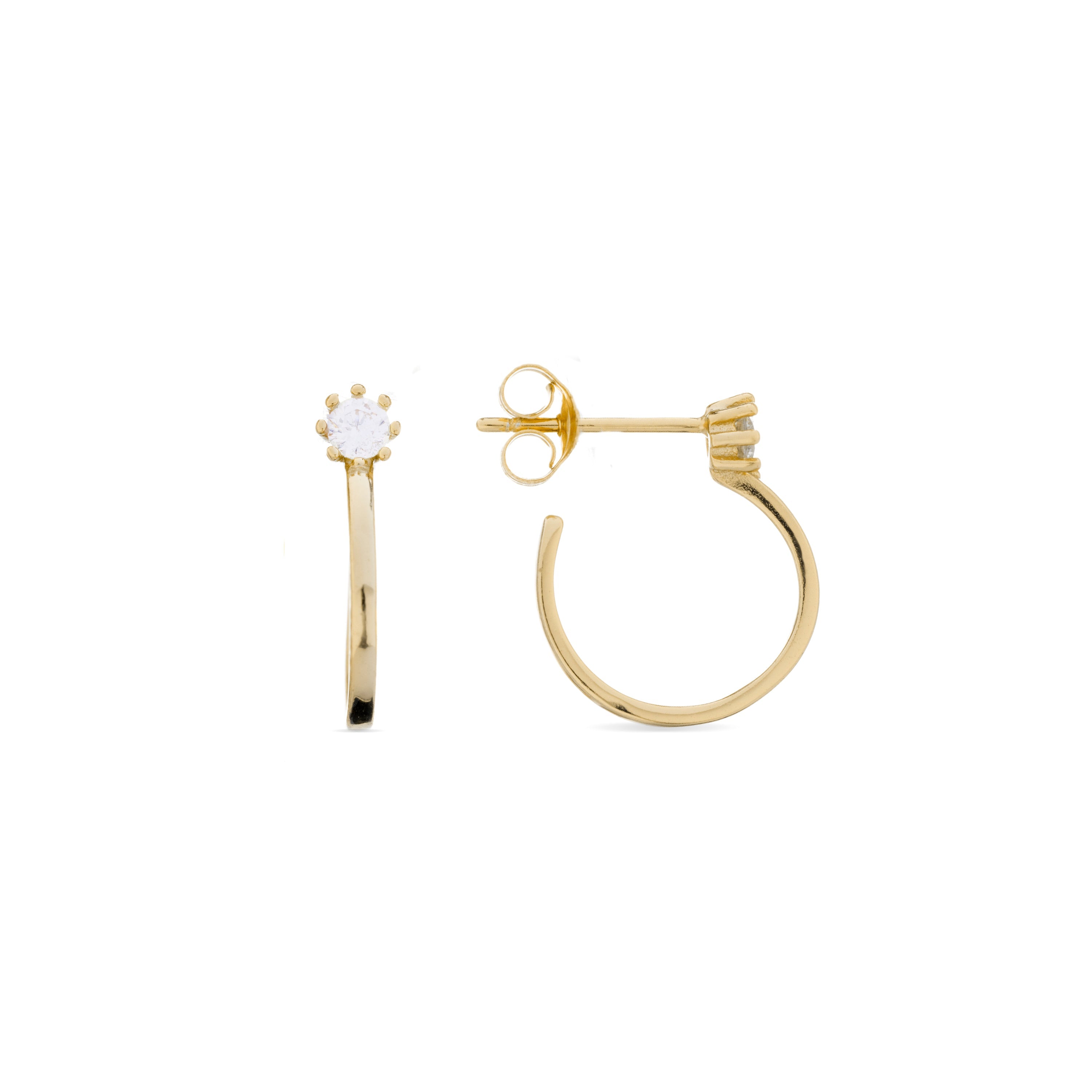 Boucles d'oreilles en argent sterling 925 avec zircon brillant, finies en or jaune 18K - Nazta