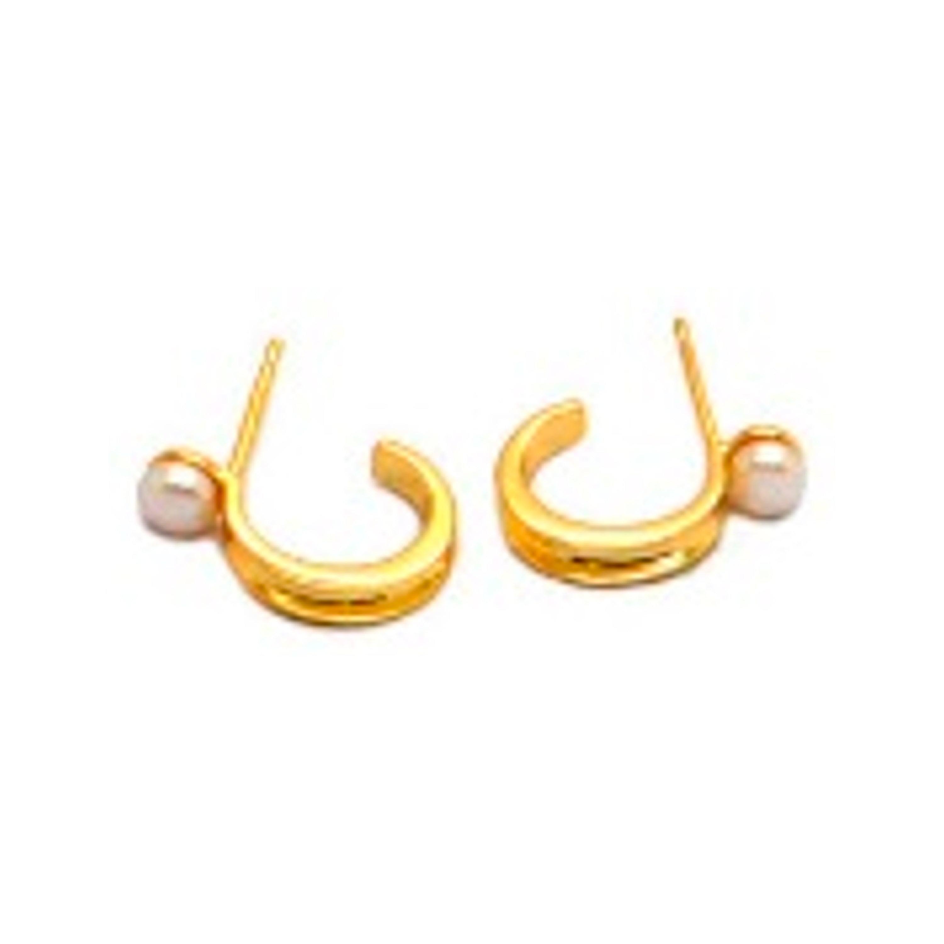 Pendientes de Plata de Ley 925 con Perla Blanca acabados en oro amarillo 18K - Nazta