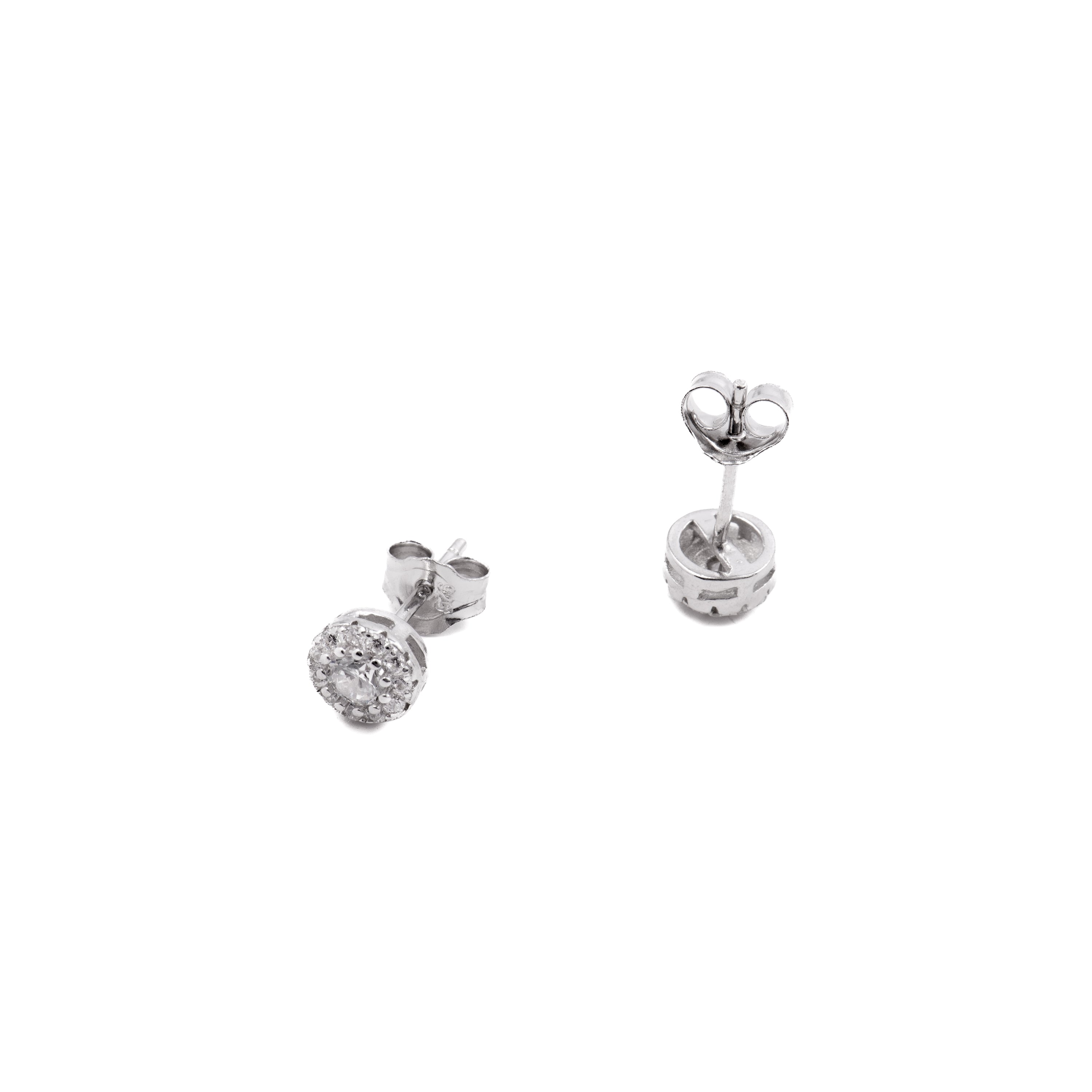 925 Sterling Silver Earrings with Brilliant Zirconia finished in Rhodium - Thib