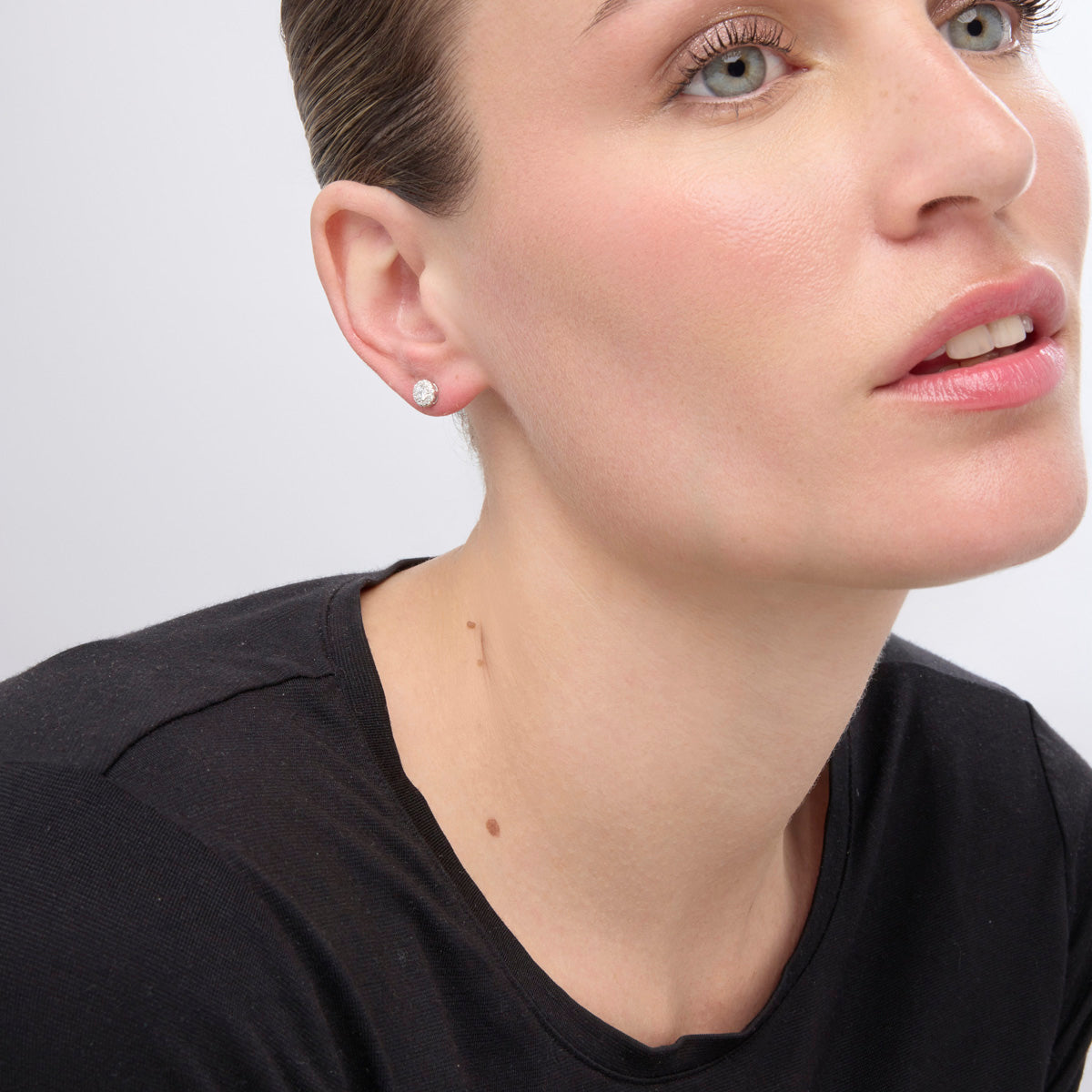 925 Sterling Silver Earrings with Brilliant Zirconia finished in Rhodium - Thib