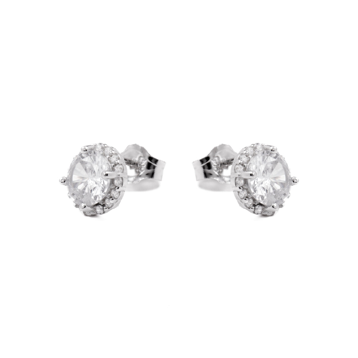 Orecchini in Argento Sterling 925 con Zirconia Brillante finiti in rodio - Pybalt