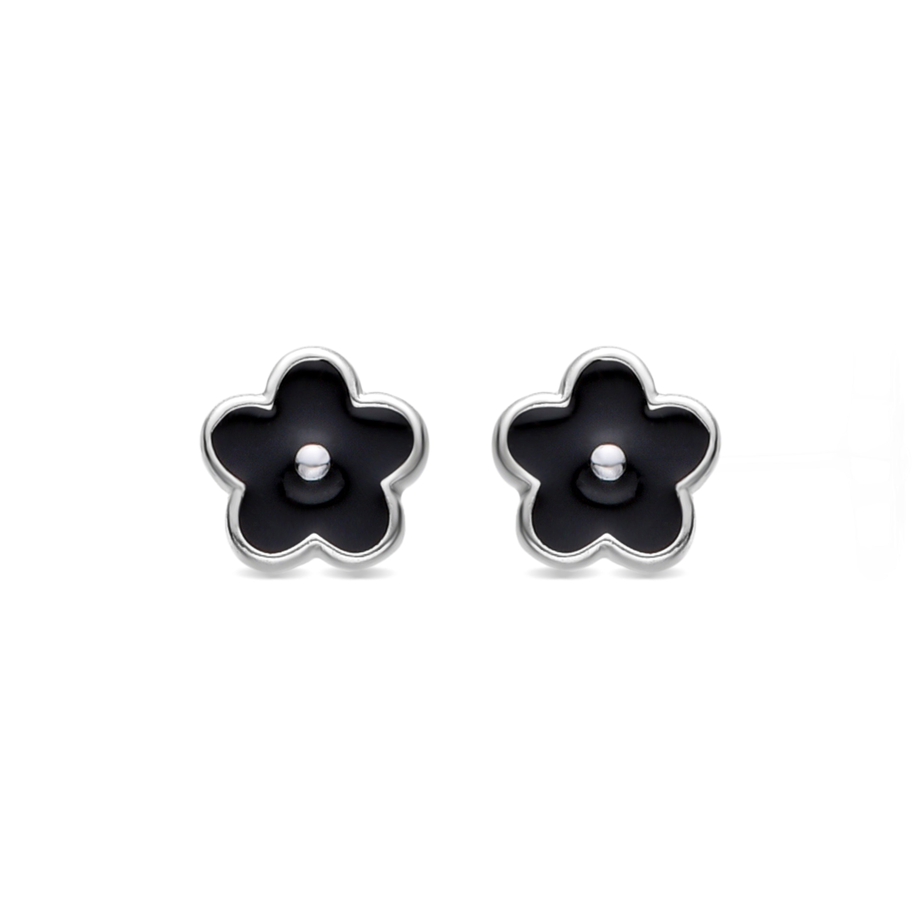 Echtsilberohrringe 925 mit Rhodium-Finish - Blume