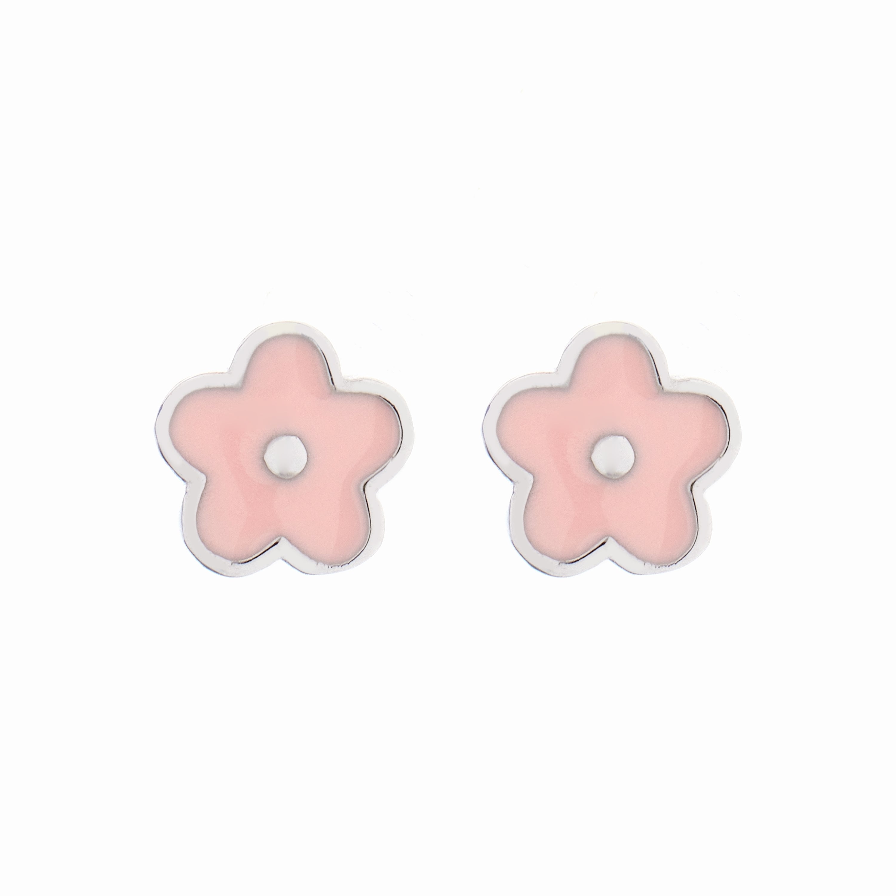 925er Silberohrringe mit Rhodium-Finish - Blume
