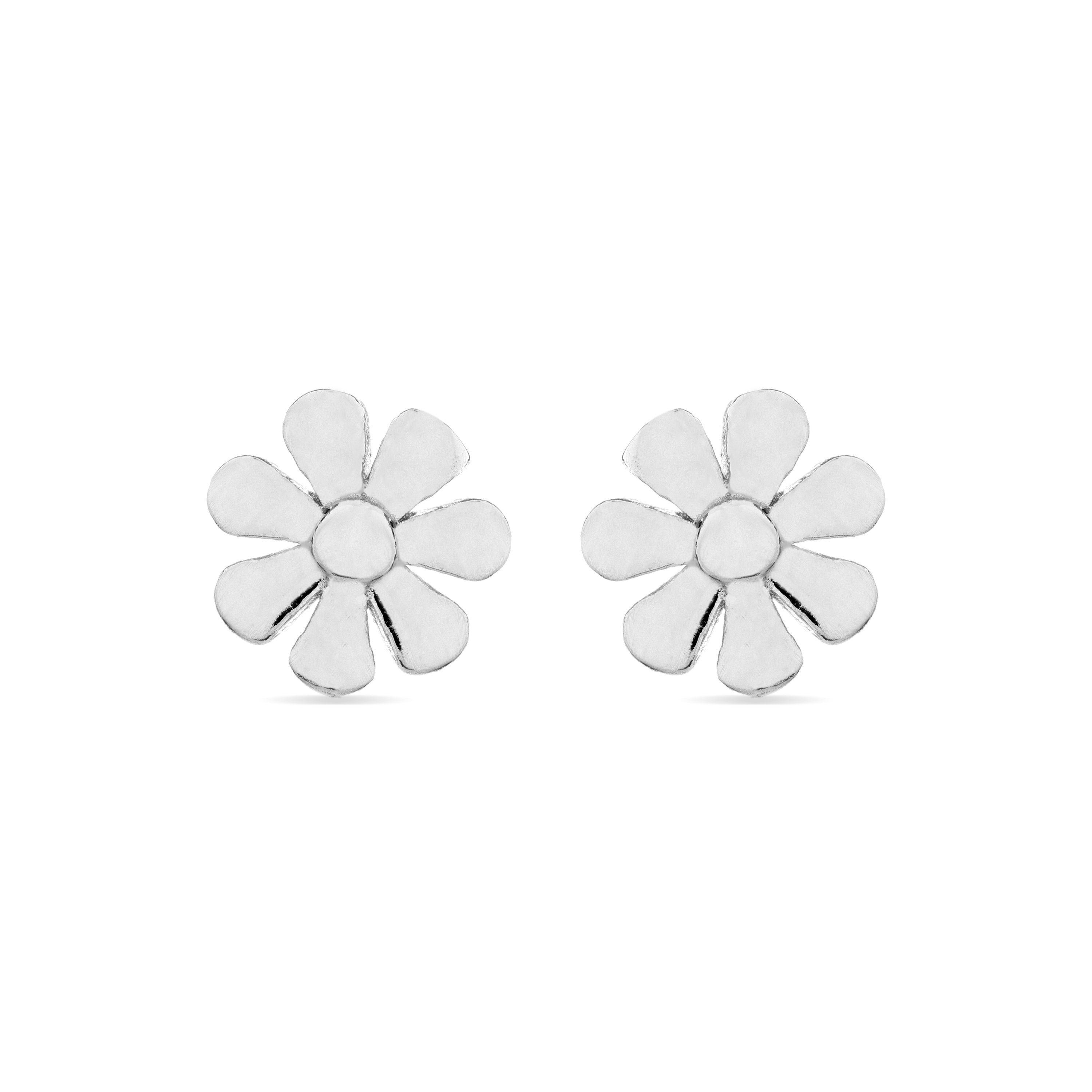 925er Silberohrringe mit Rhodium-Finish - Blume