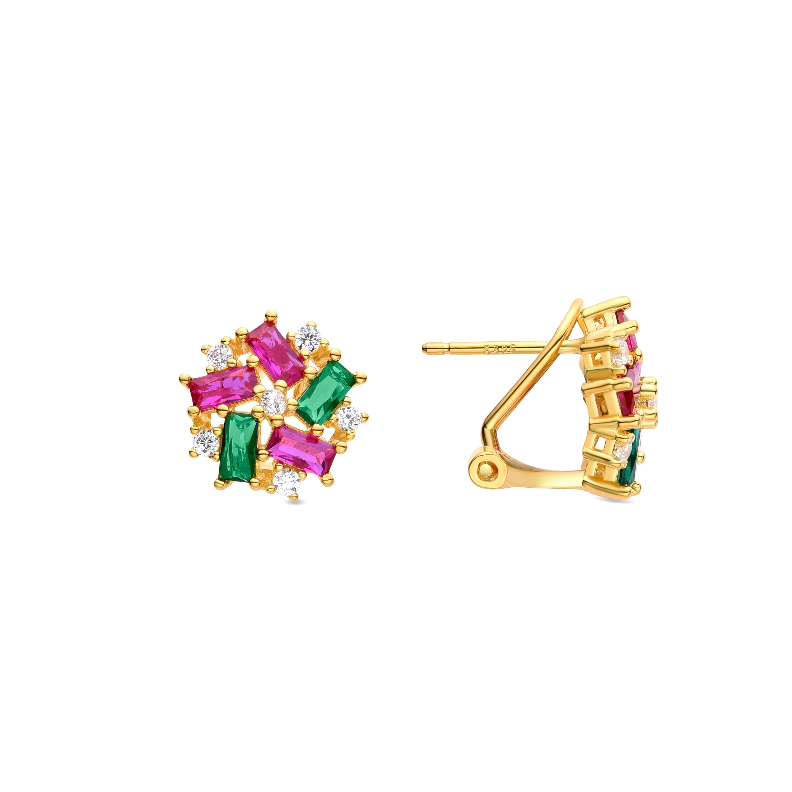 Orecchini in Argento Sterling 925 con Zirconia Multicolore finitura in oro giallo 18K - Wewi