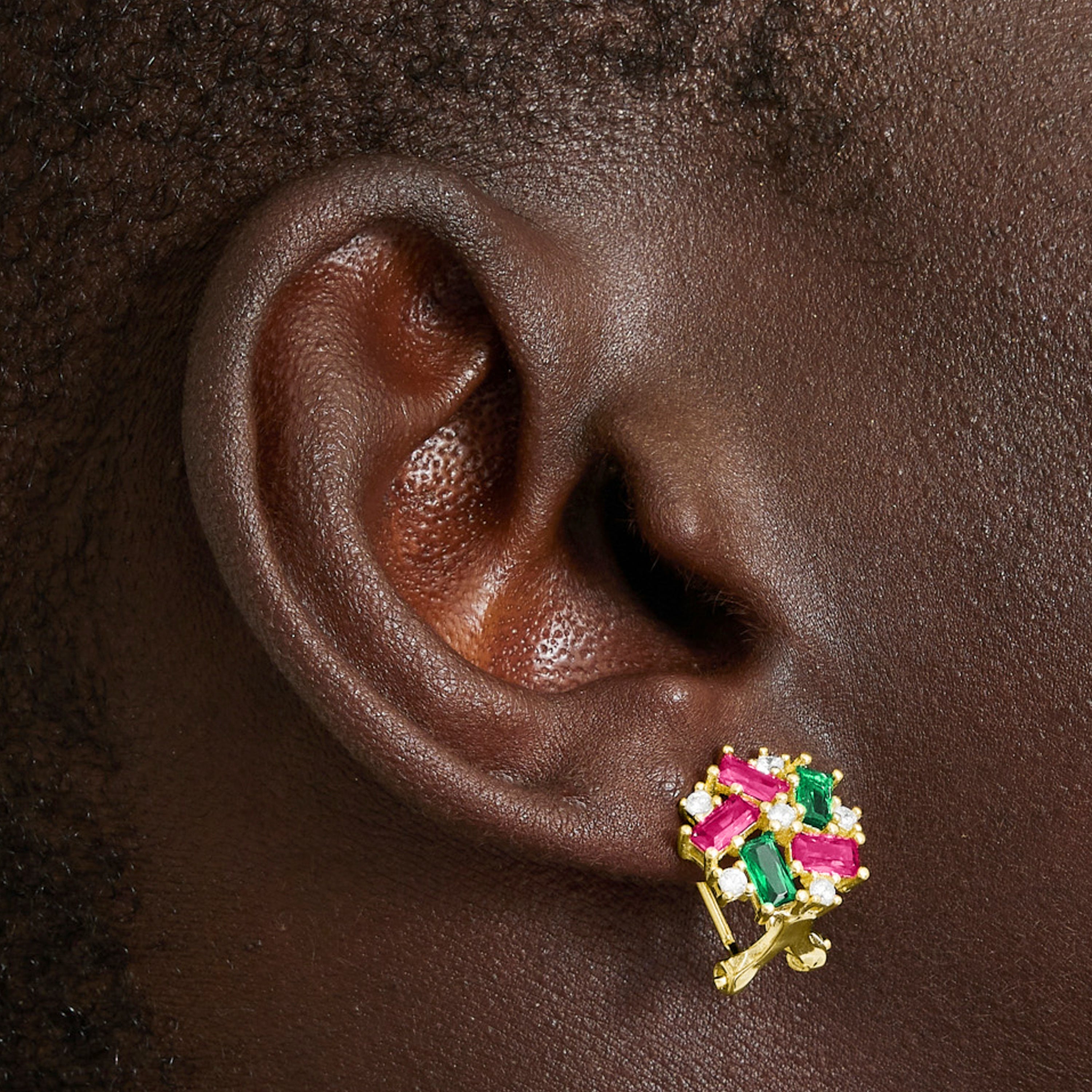 Pendientes de Plata de Ley 925 con Circonita Multicolor acabados en oro amarillo 18K - Wewi