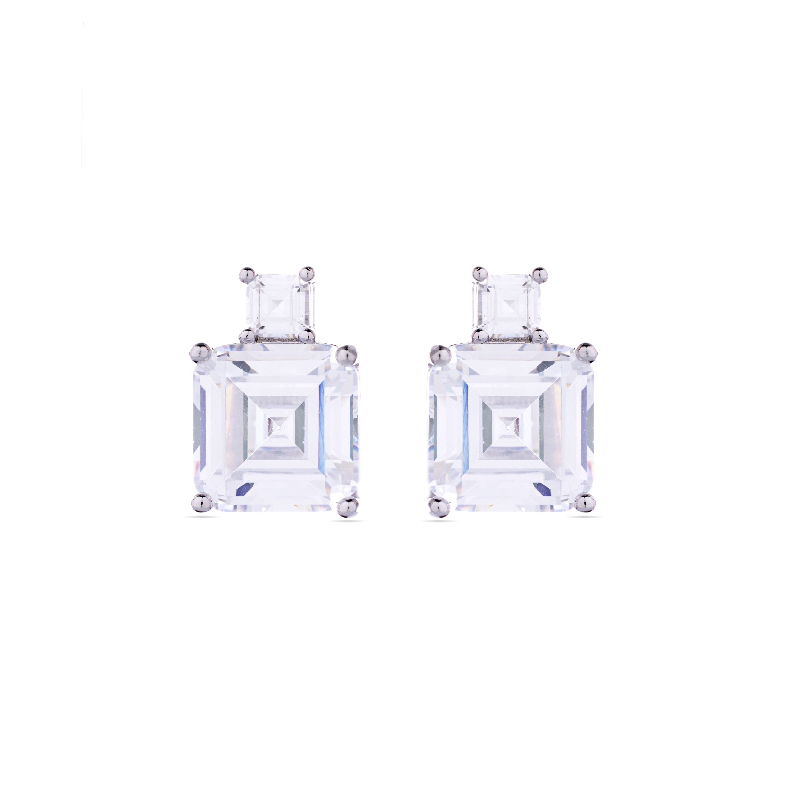 Orecchini in Argento Sterling 925 con Zirconia Brillante finiti in rodio - Lizba